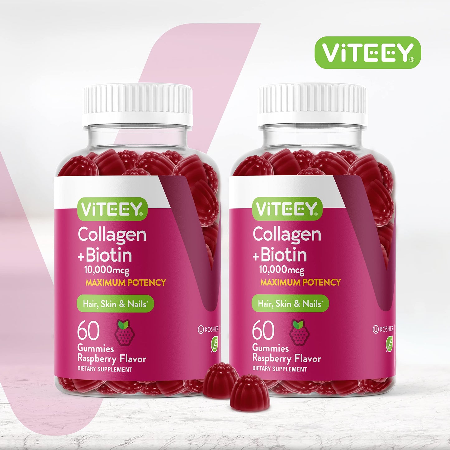 Viteey Collagen Gummies with Biotin Gummy, 120 Count