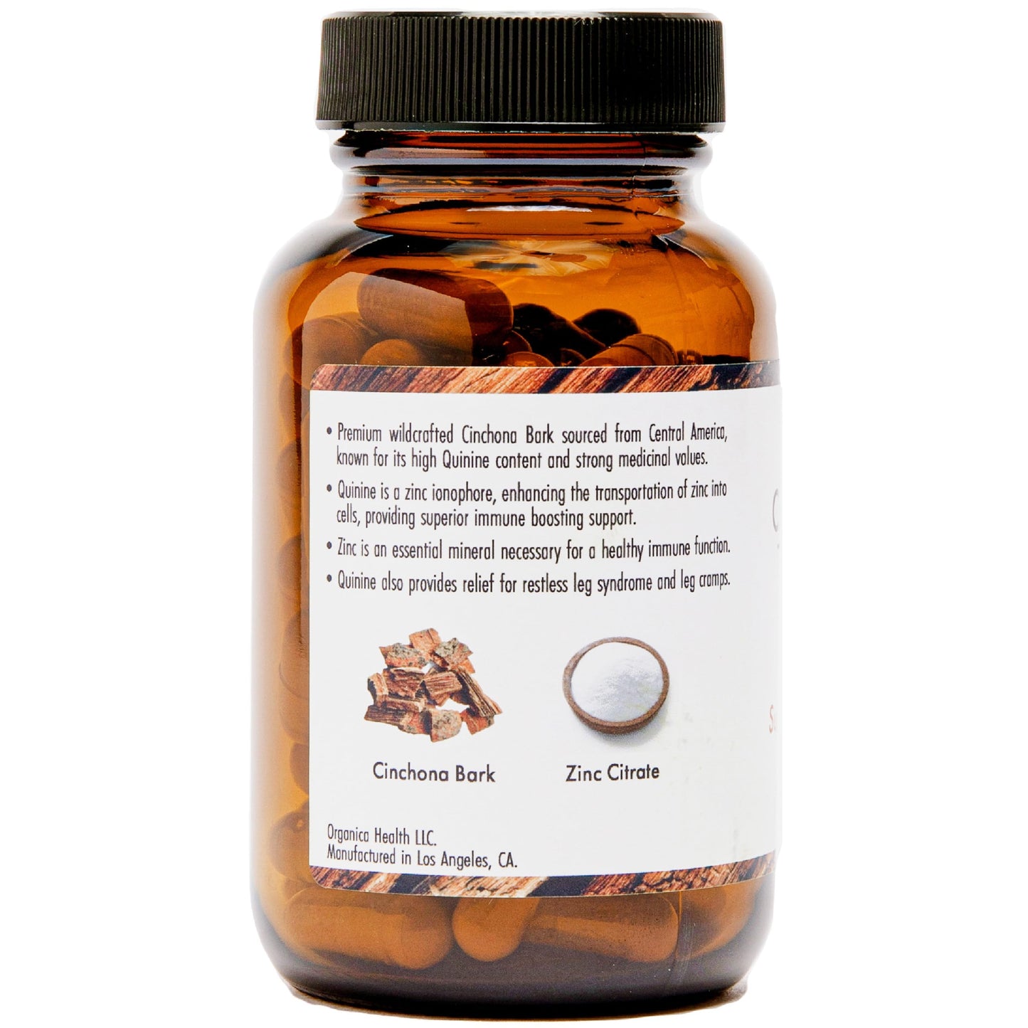 OrganicaHealth Quinine for Leg Cramps Defense & Restless Legs Relief with Zinc 50mg Cinchona Bark Herbal Vegan Capsules, 70 Count