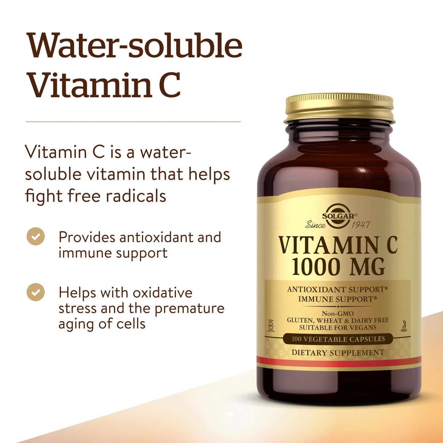 Solgar Vitamin C 1000 mg Vegetable Capsules, 100 Count