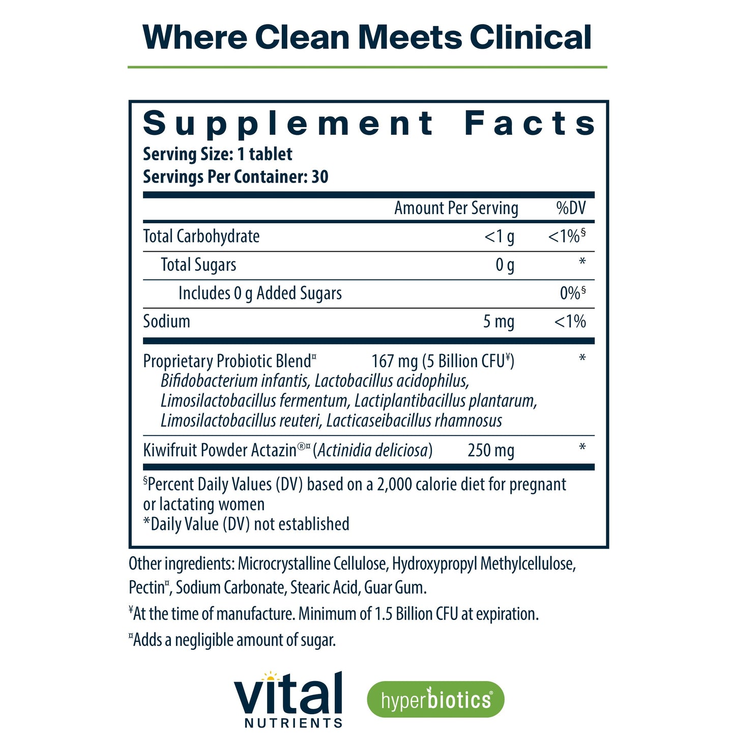 Hyperbiotics Vital Nutrients Pro-Natal Prenatal Probiotics for Women 30 Tablets