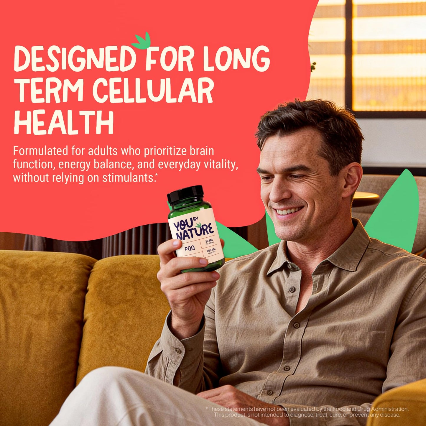 YOUBYNATURE PQQ Supplement 40mg - Pyrroloquinoline Quinone Veggie Capsules, 60 Capsules