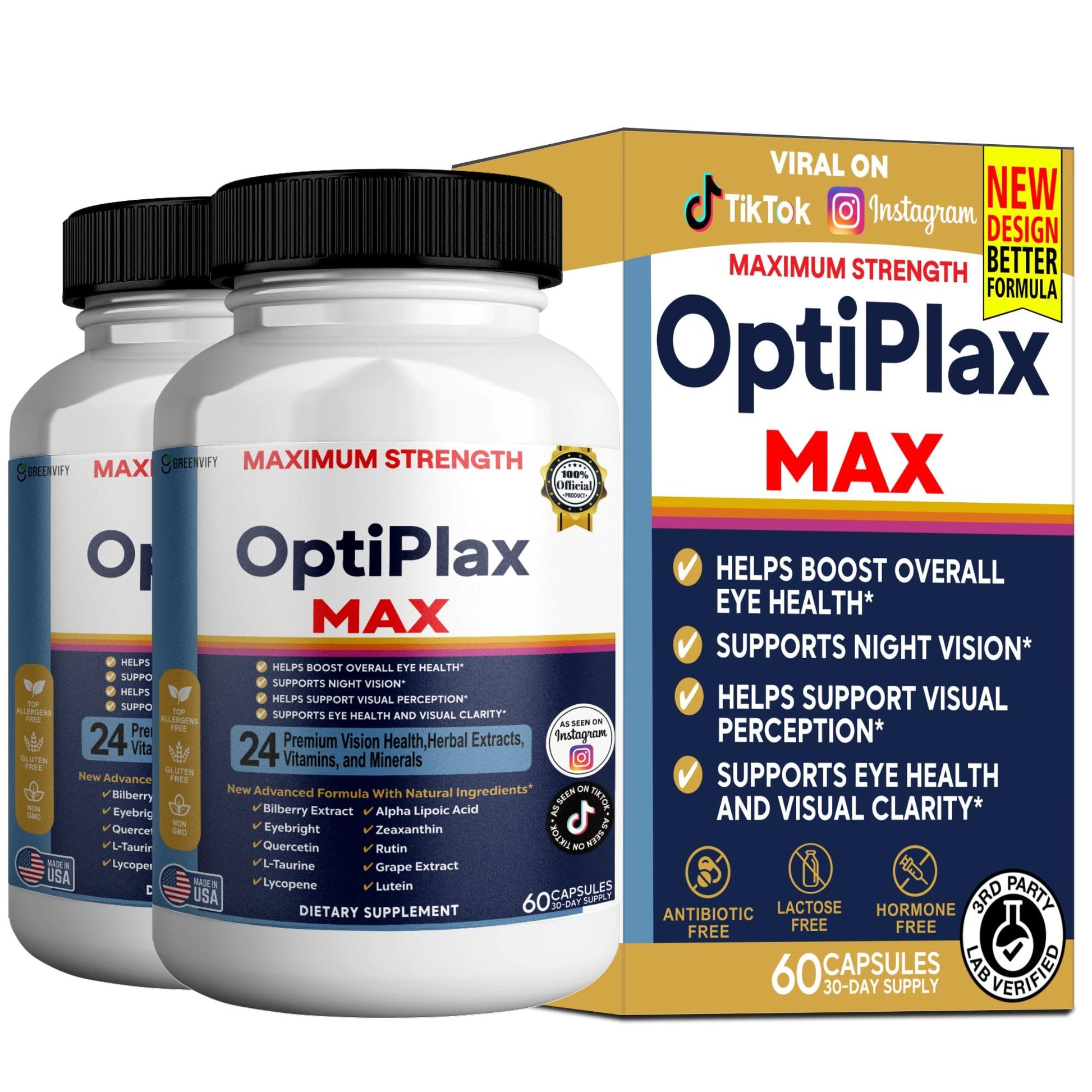 GREENVIFY OptiPlax Max Vision Support Capsule, 60 Capsules