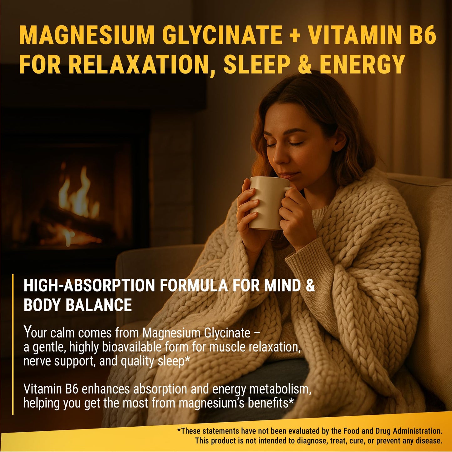 New Elements Magnesium Glycinate Gummies 500mg with Vitamin B6 100mg, 60 Gummies