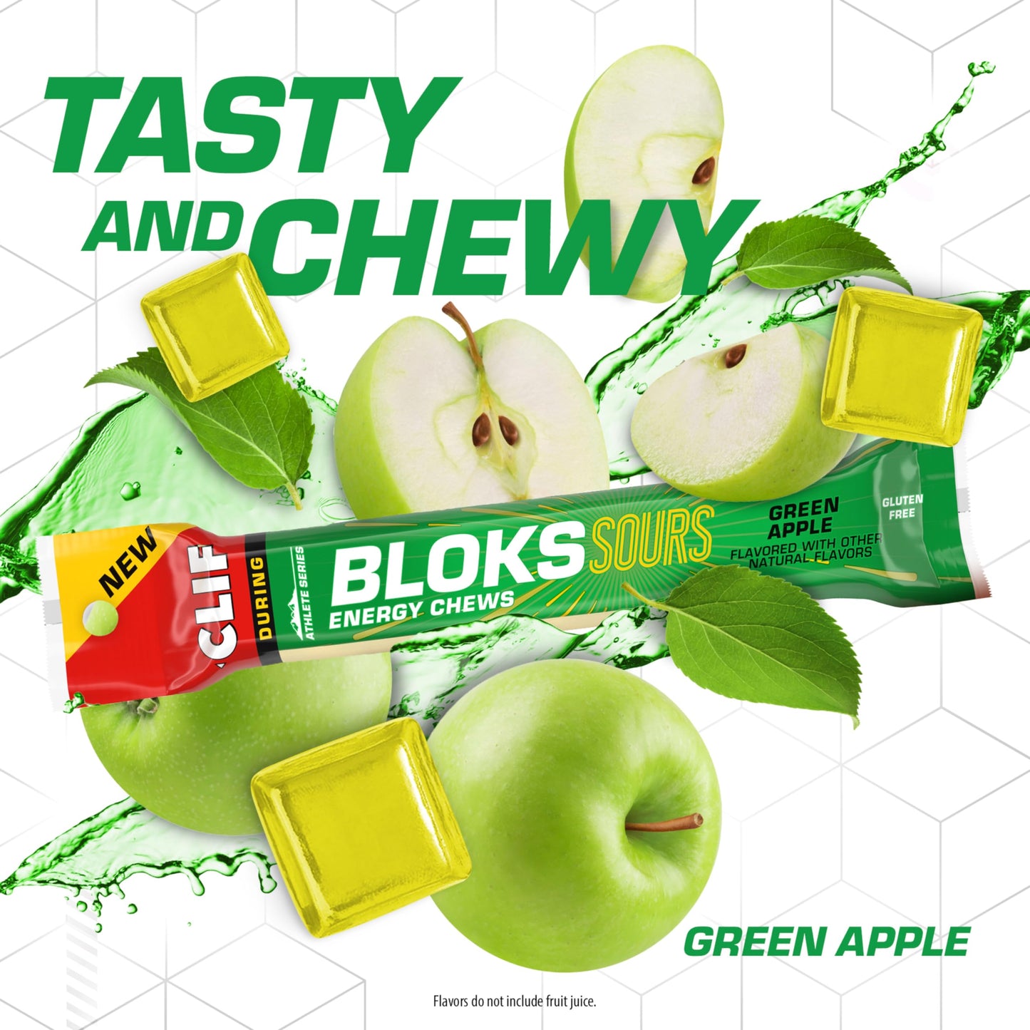 Clif Bloks Sours Green Apple Energy Chews Gummy 18 Count