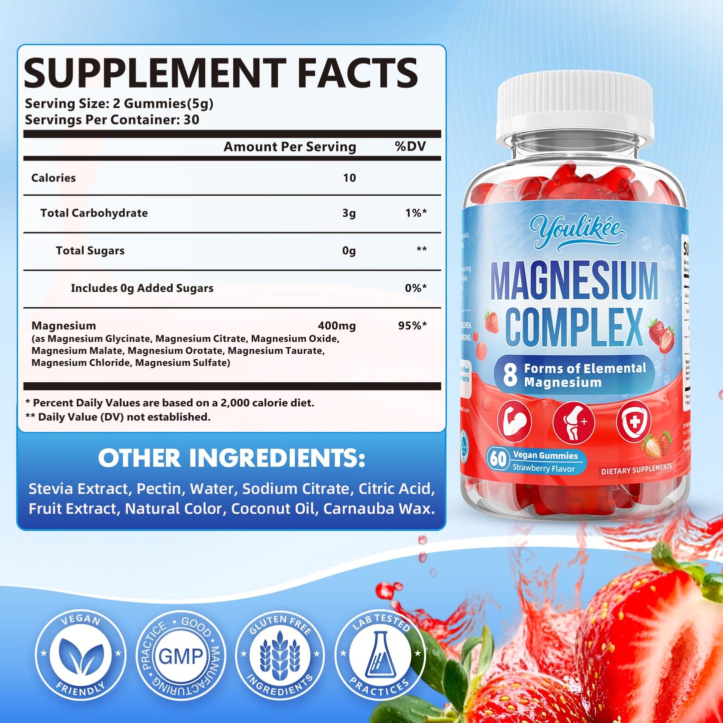Youlikee Magnesium Complex Gummies 120 Count