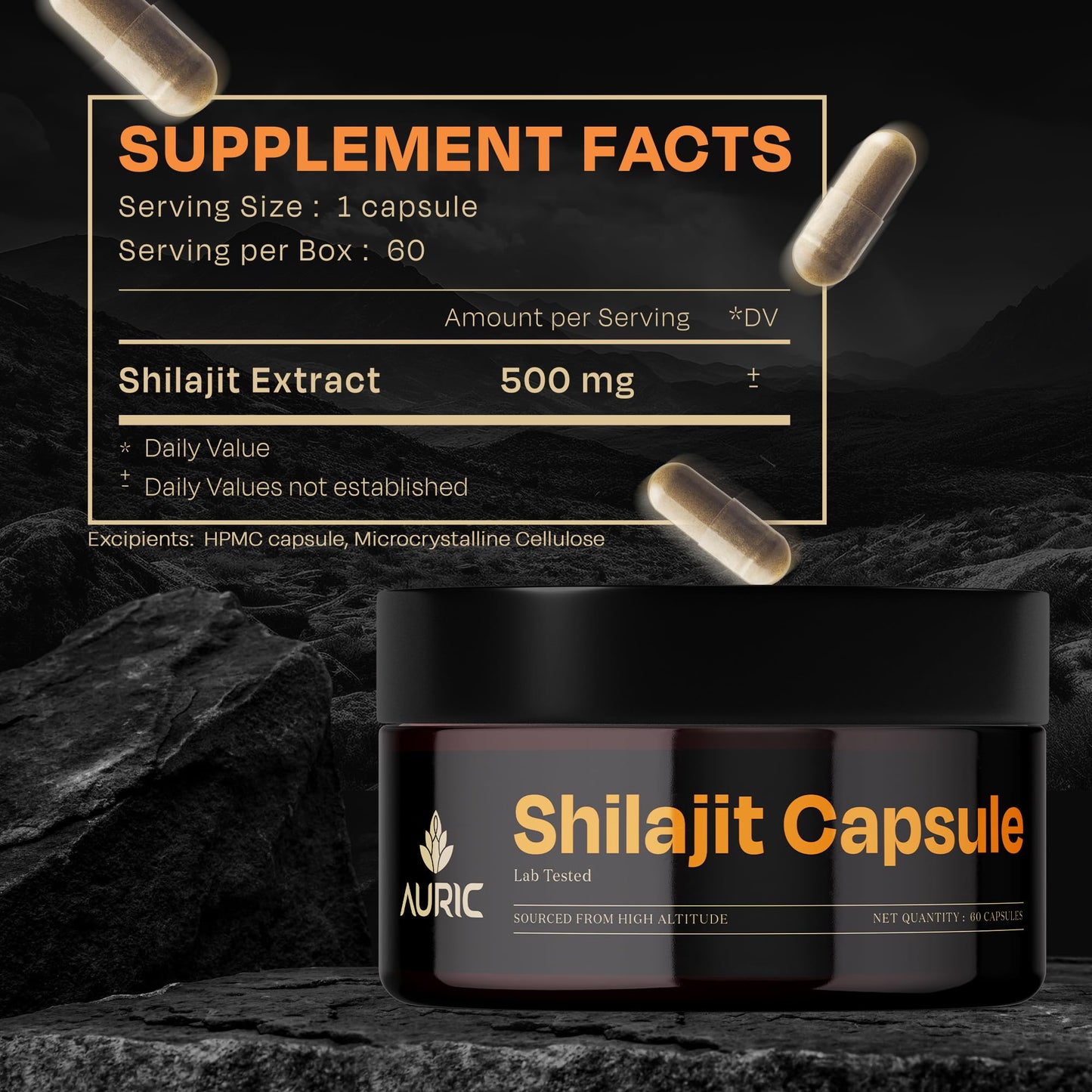 Auric Shilajit/Shilajeet Energy Capsules, 60 Capsules