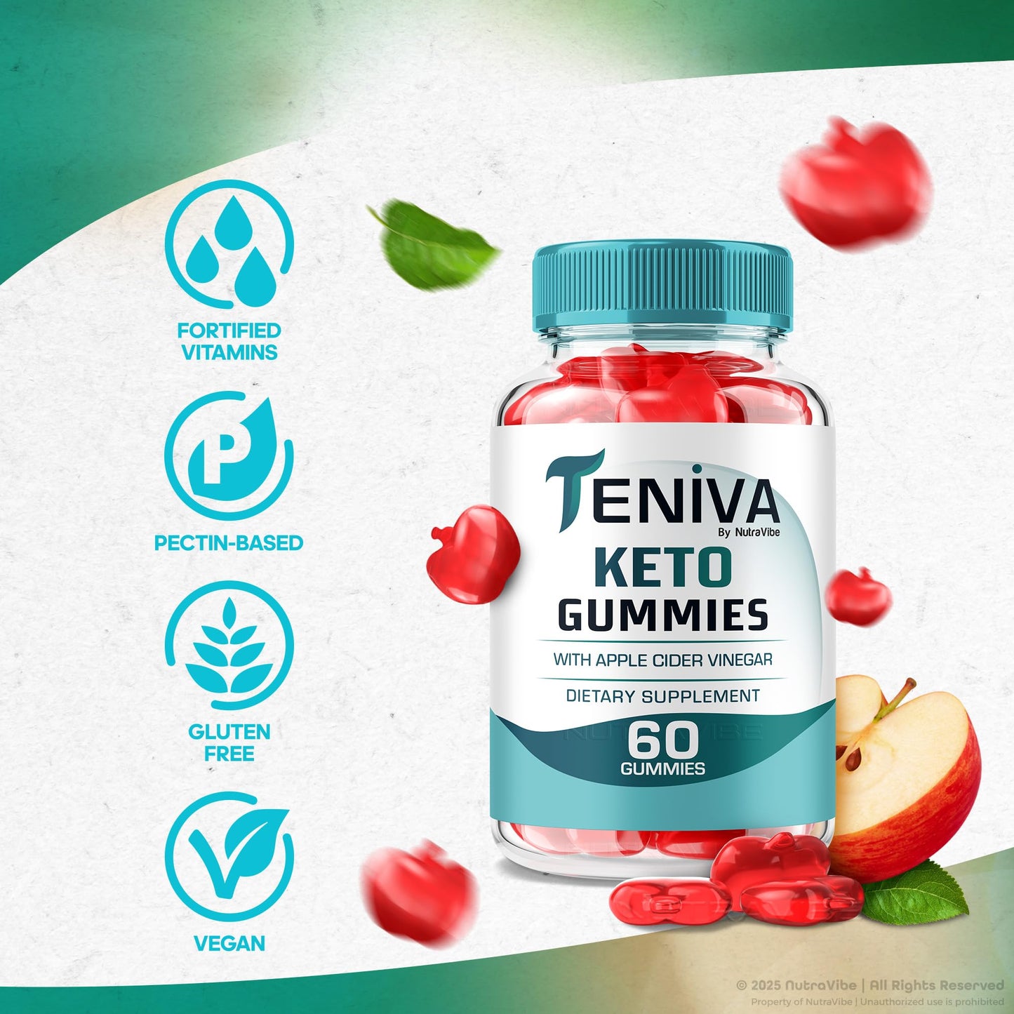 NutraVibe Teniva Keto Gummies, 180 Gummies