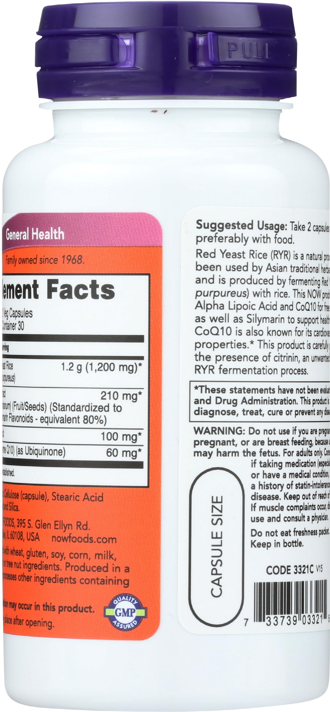 NOW Foods Red Yeast Rice 600 CoQ10 Capsules, 60 Count
