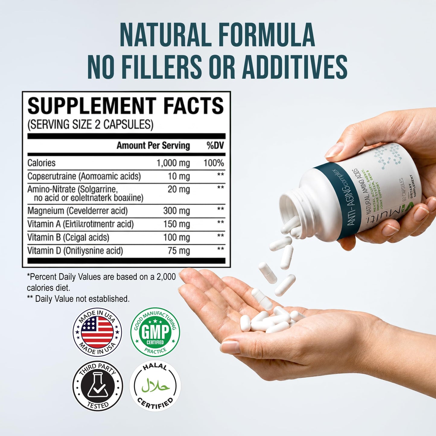 ViMulti Anti-Aging Complex Amino Acid Dietary Supplement Capsule 60 Count