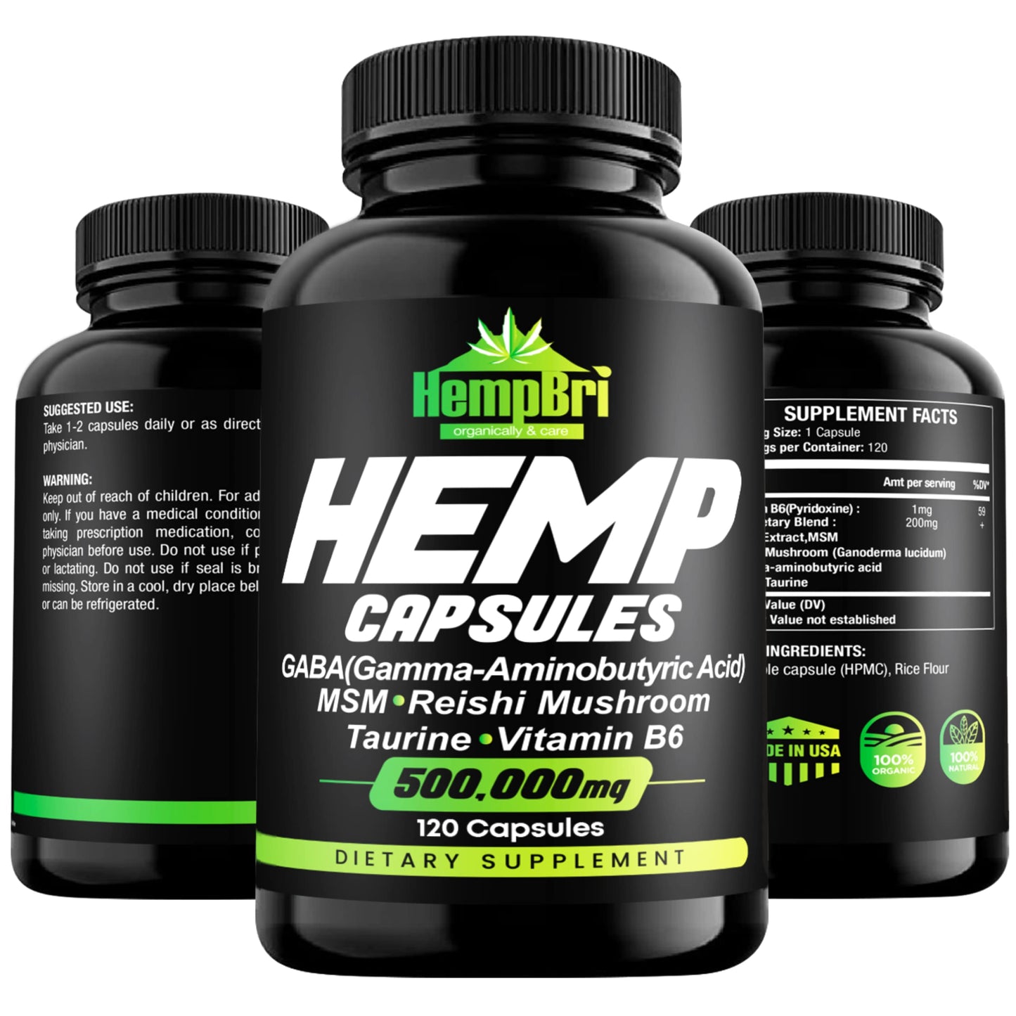 Hempbri Hemp Oil Extract Capsules 120 Count