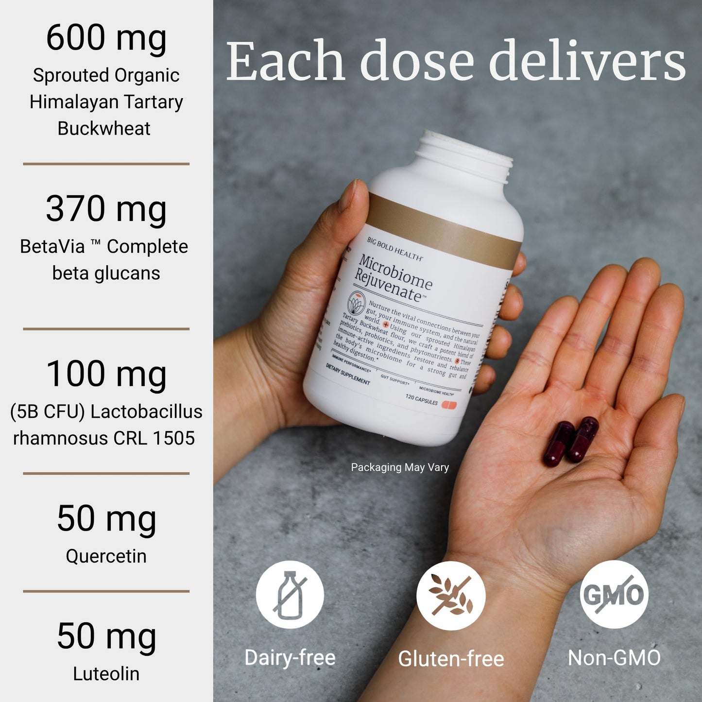 BIG BOLD HEALTH Microbiome Rejuvenate Prebiotic + Probiotic Supplement 60 Capsules