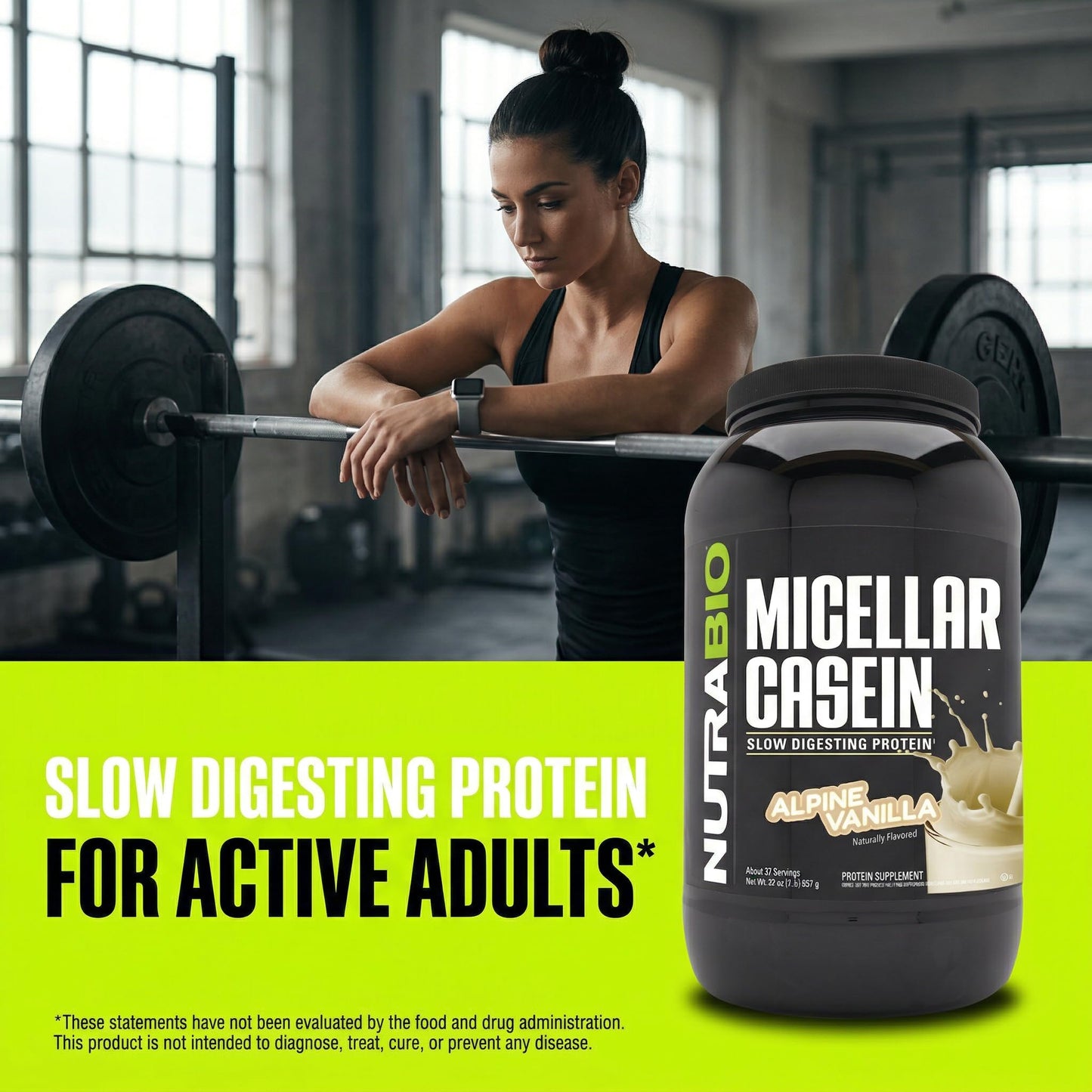 NutraBio Micellar Casein Protein Powder, 32 Servings, 2 lb