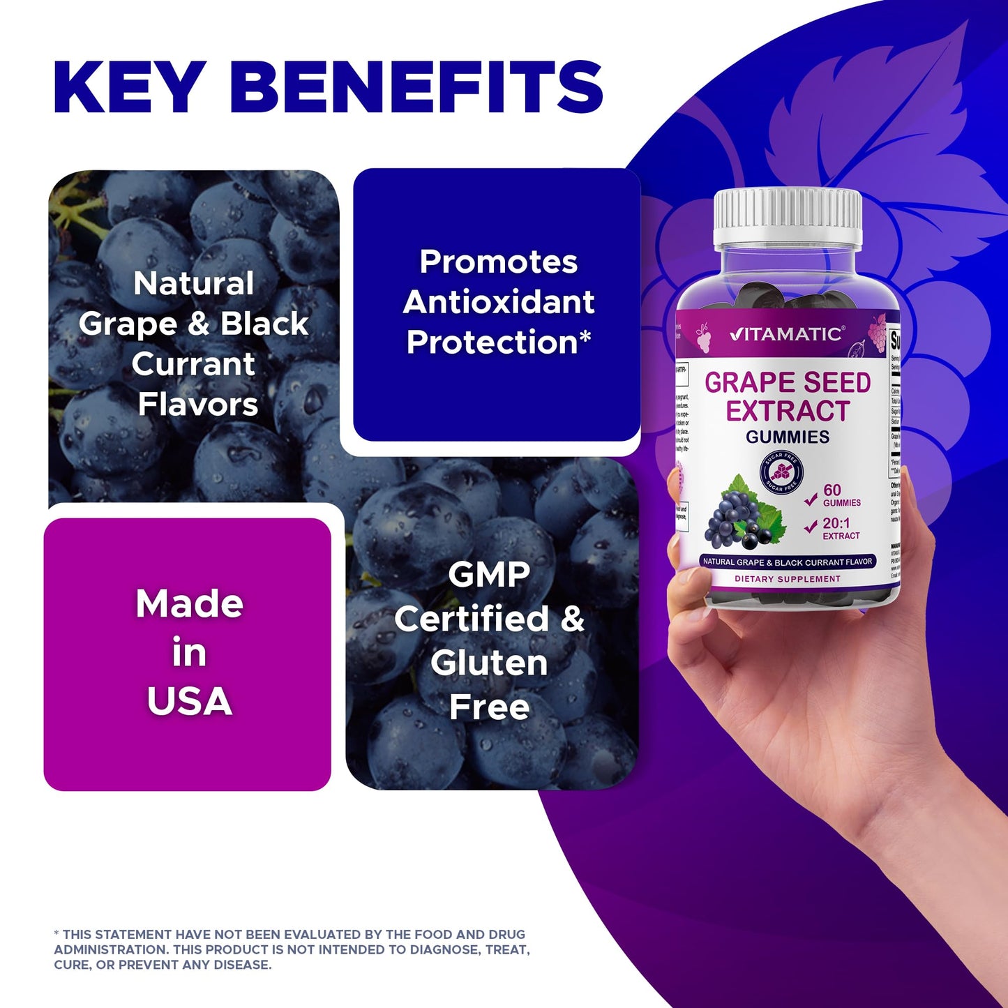 Vitamatic Grape Seed Extract Gummies 120 Gummies