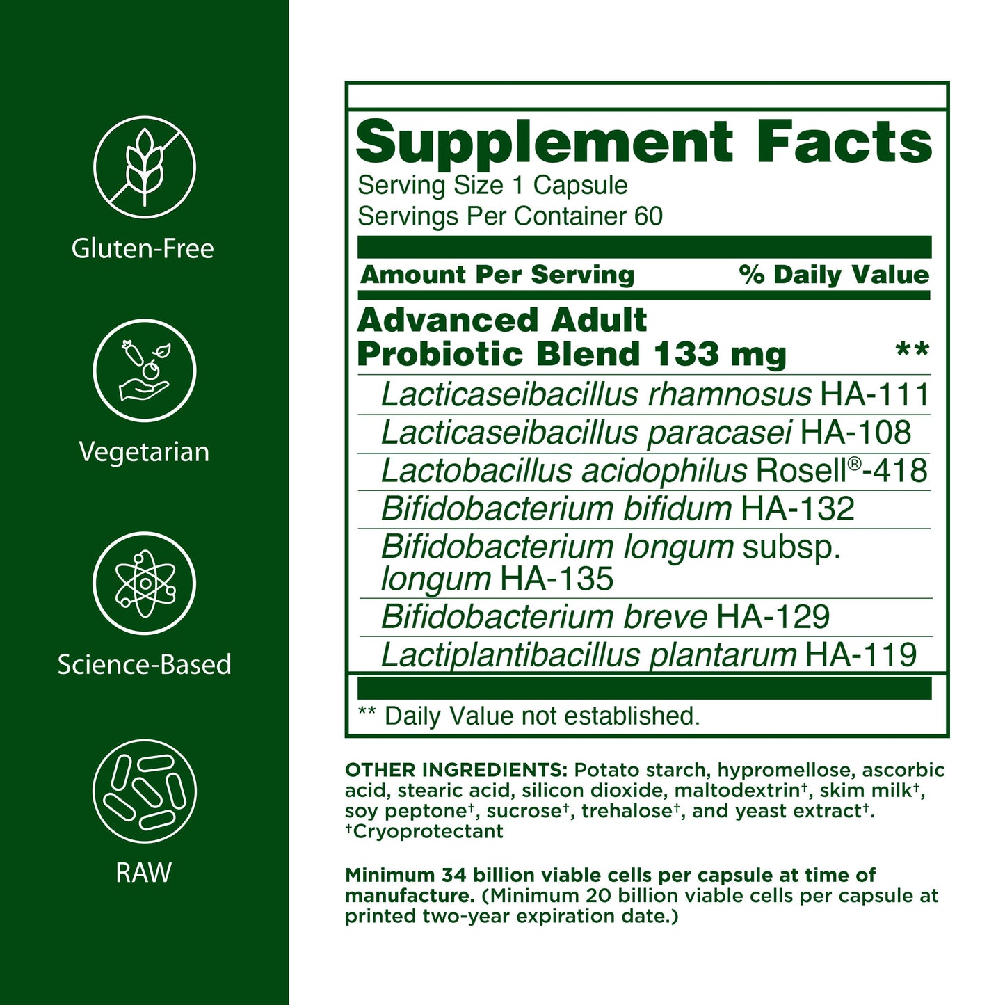 Flora Advanced Adult's Blend Probiotic Capsule 60 Count