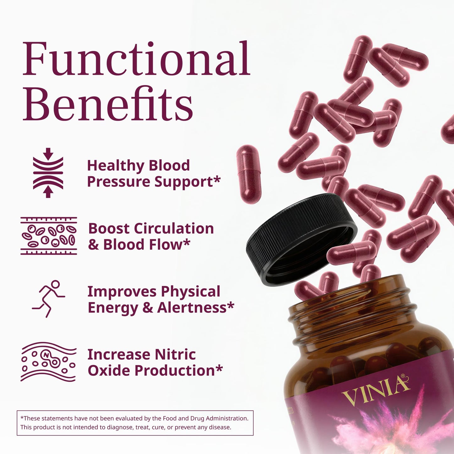 VINIA Piceid Resveratrol Supplement Capsules, 30 Count