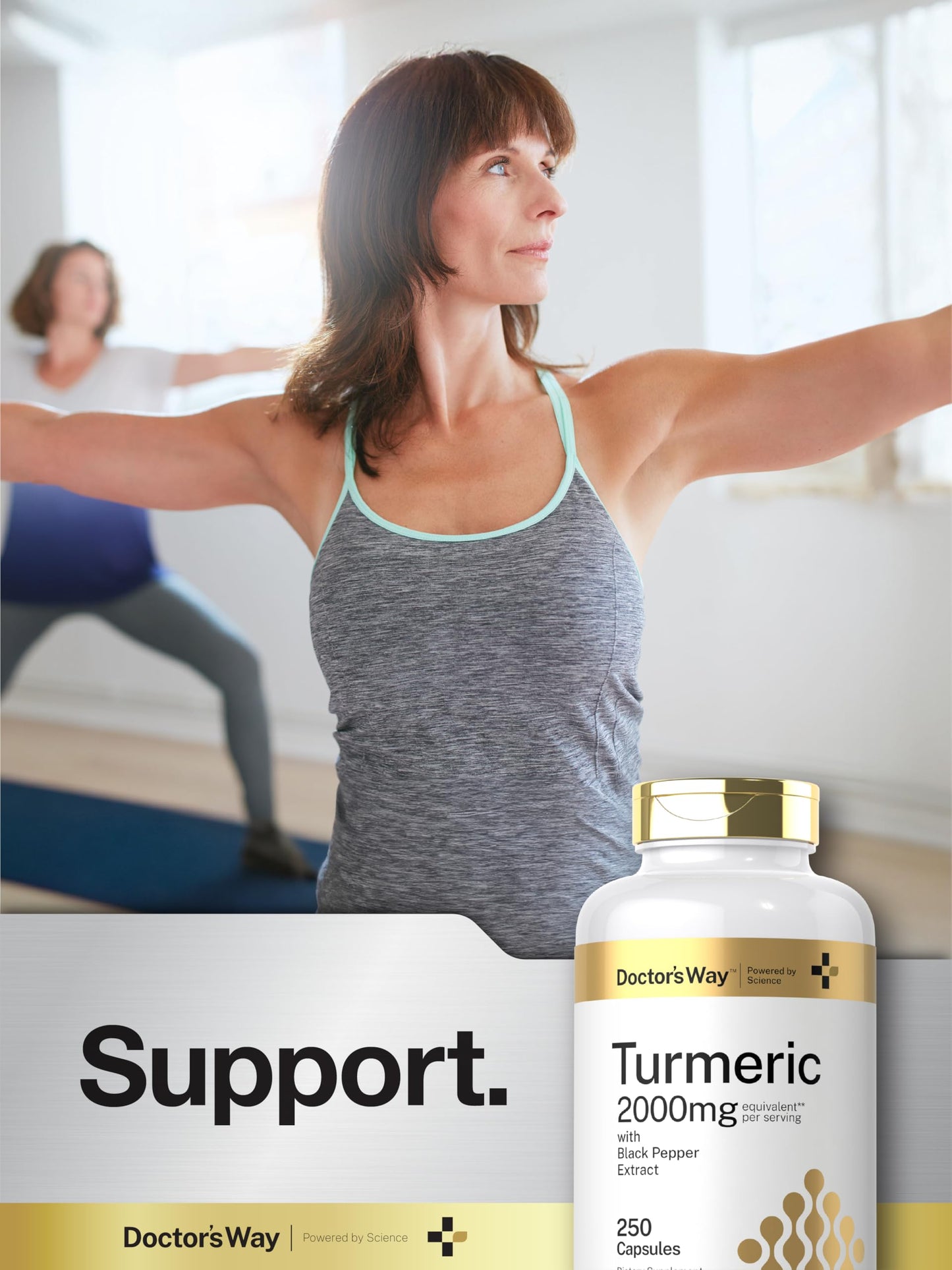 Doctor's Way Turmeric Curcumin Supplement Capsules 250 Capsules with Black Pepper Extract 95% Curcuminoids Non-GMO Gluten Free