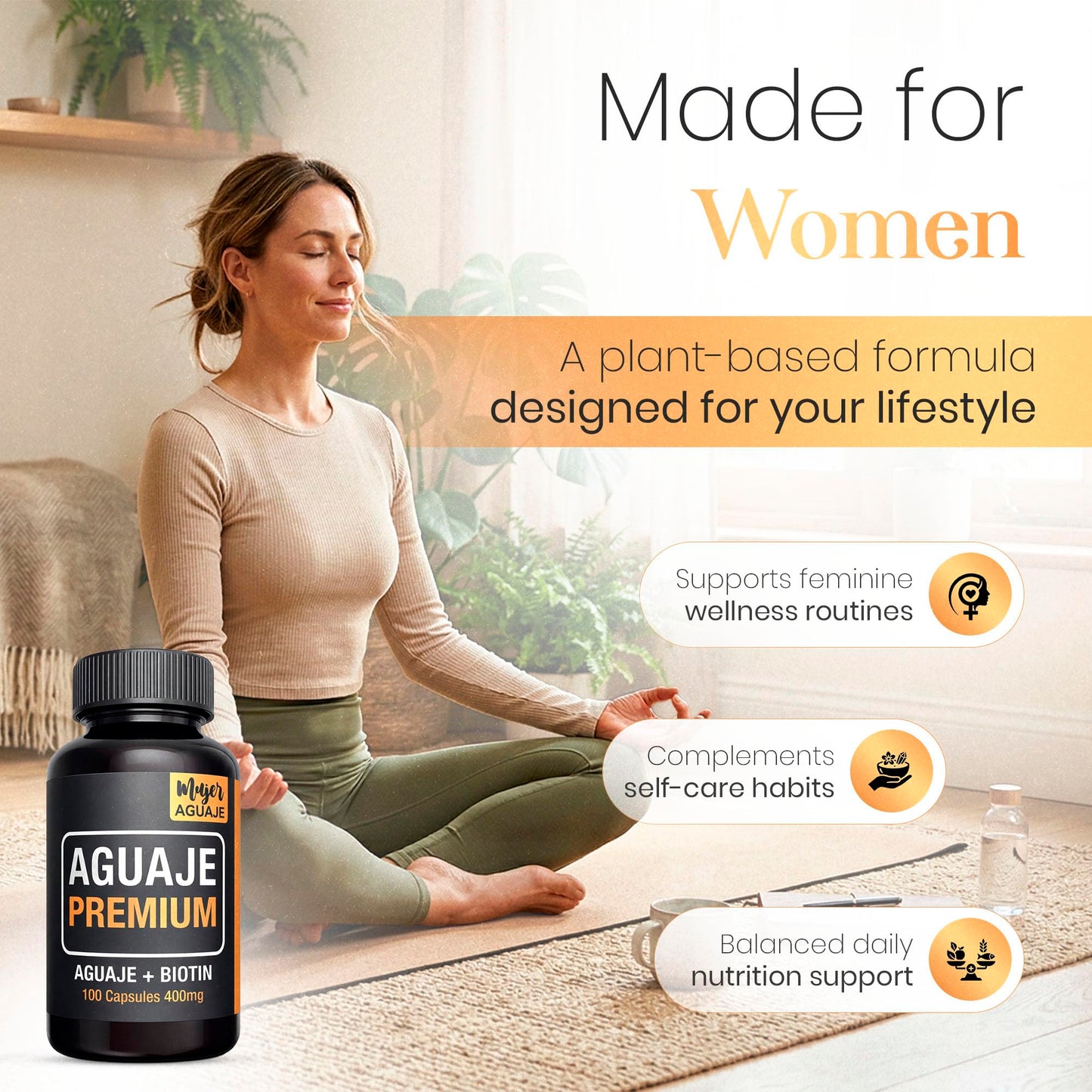 MUJER AGUAJE Aguaje Premium with Biotin 10,000 mcg Capsule, 1 Count