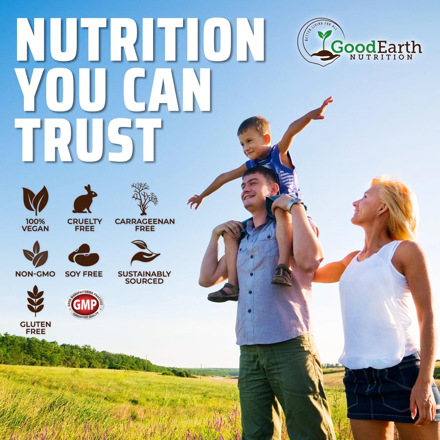 GoodEarth Nutrition Vegan Omega 3 - Carrageenan Free Plant Based Algal DHA/EPA Softgels, 60 Count