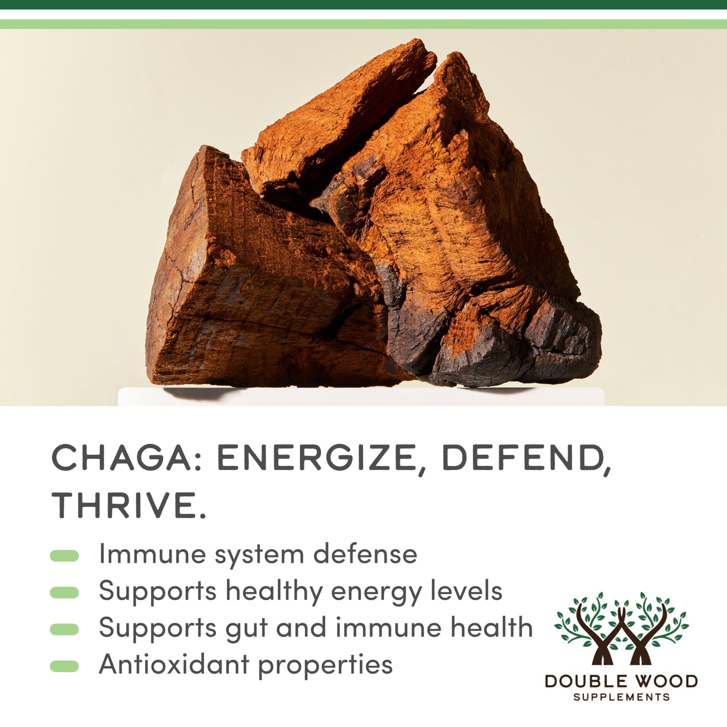 Double Wood Supplements Chaga Mushroom 1,000mg 120 Capsules