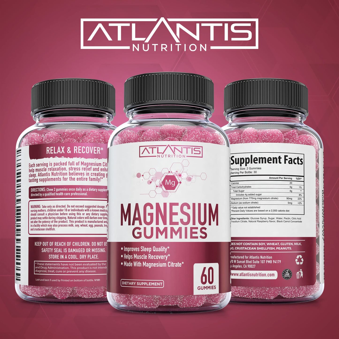 Atlantis Nutrition Magnesium Citrate Gummies 60 Gummies