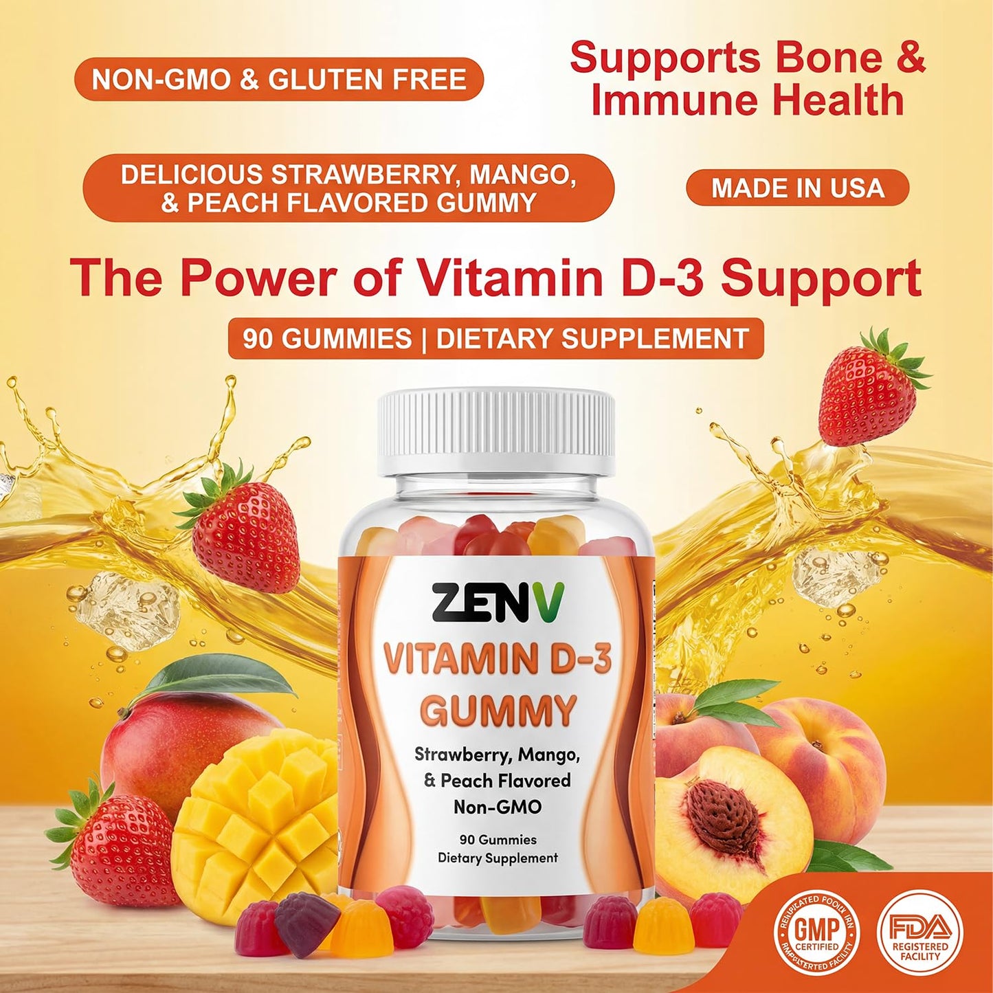 ZENV Vitamin D3 Gummies 90 Count