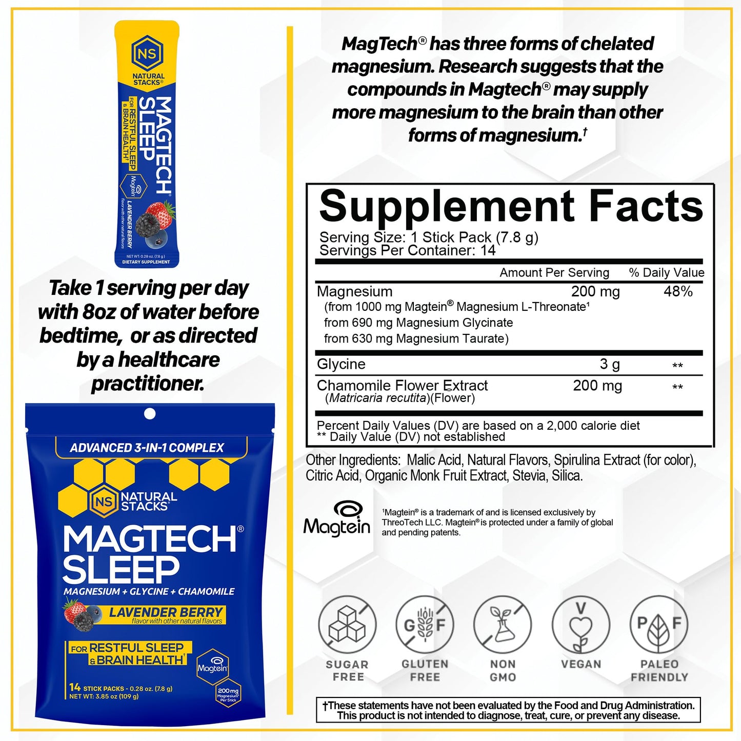 NATURAL STACKS MagTech Magnesium Sleep Powder 14 Servings
