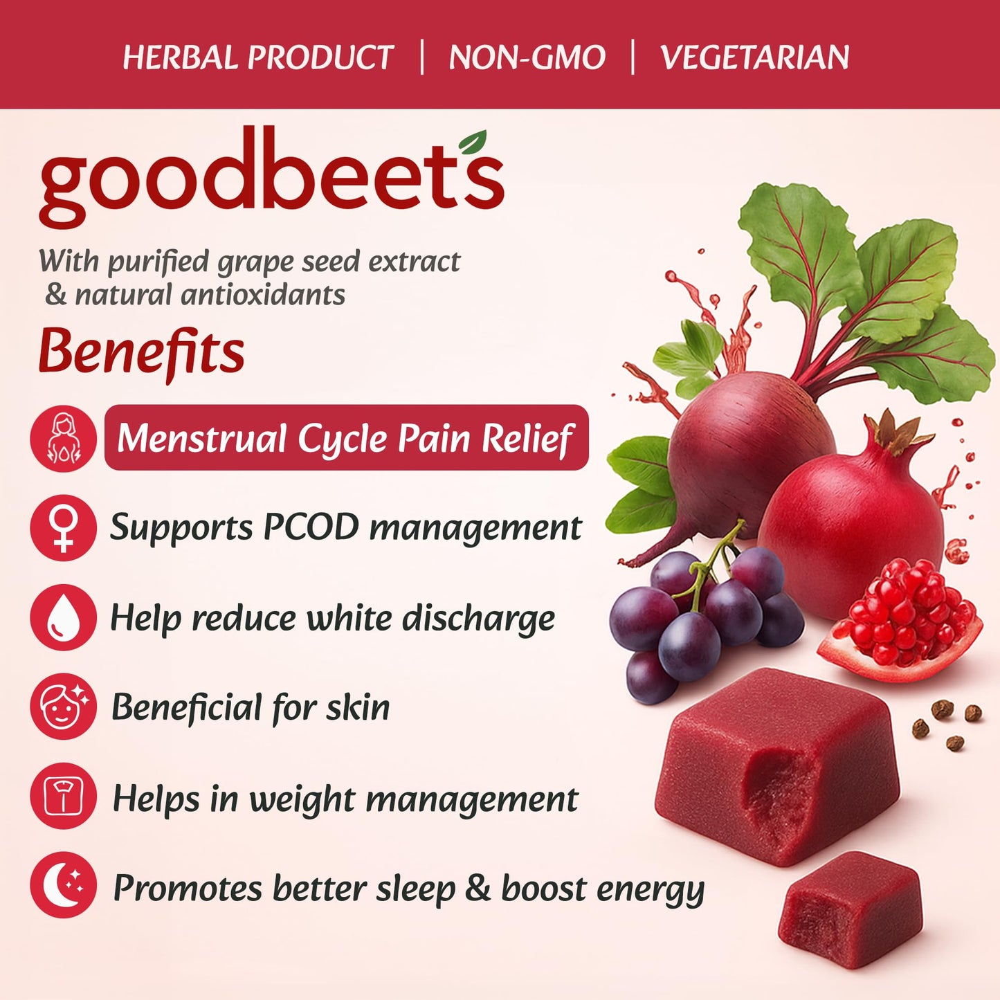 HERBAL DAILY Goodbeets Soft Chews 60 Count