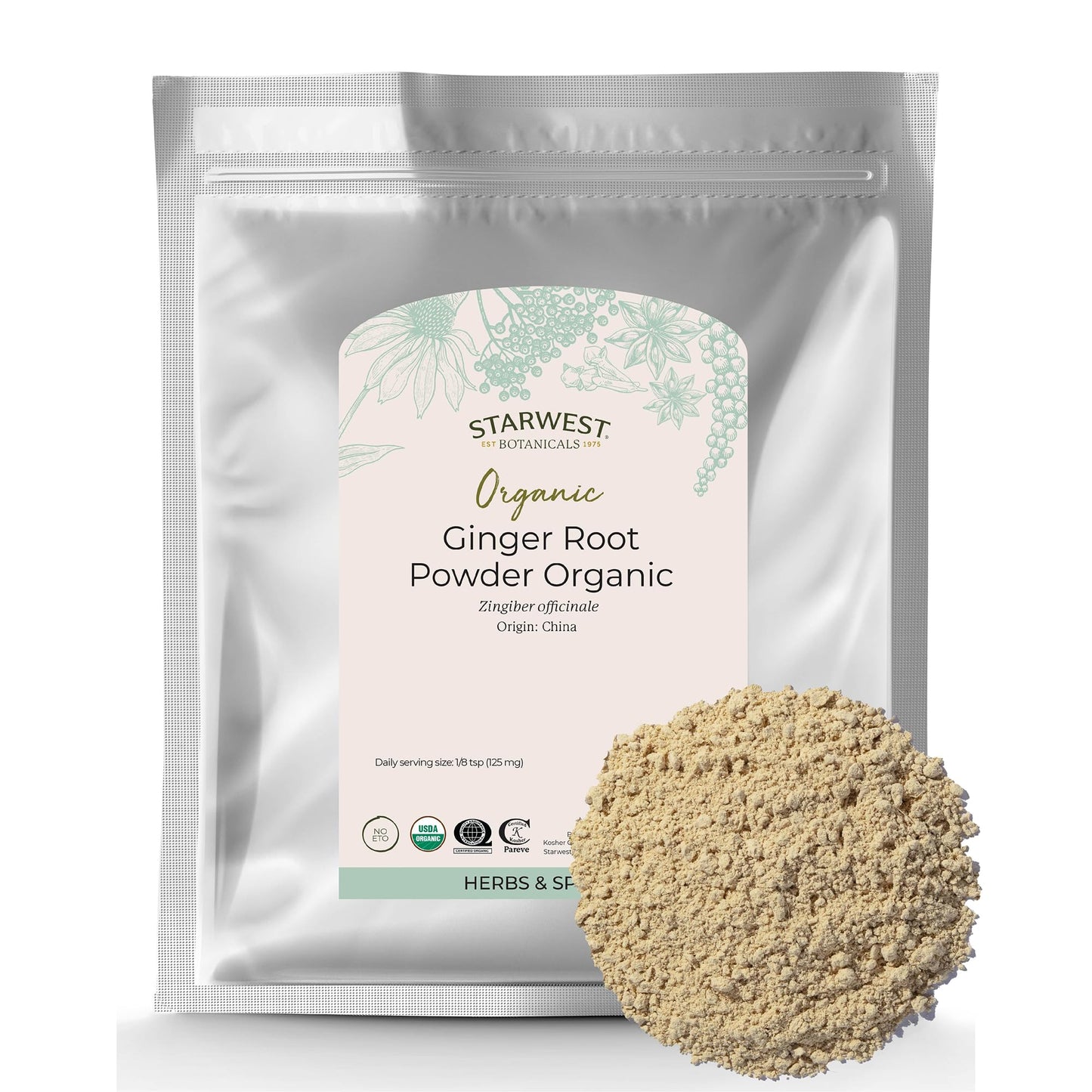 Starwest Botanicals Organic Ginger Root Powder, 16 oz