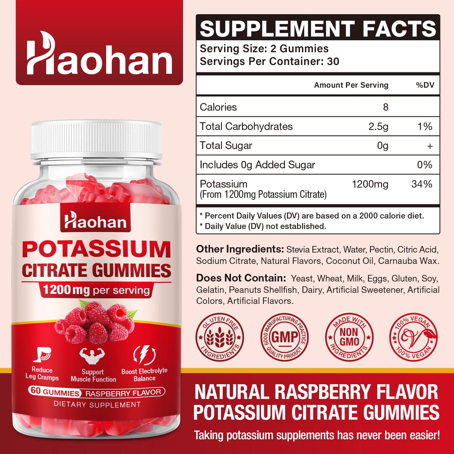 Haohan Potassium Citrate Gummies 60 Count