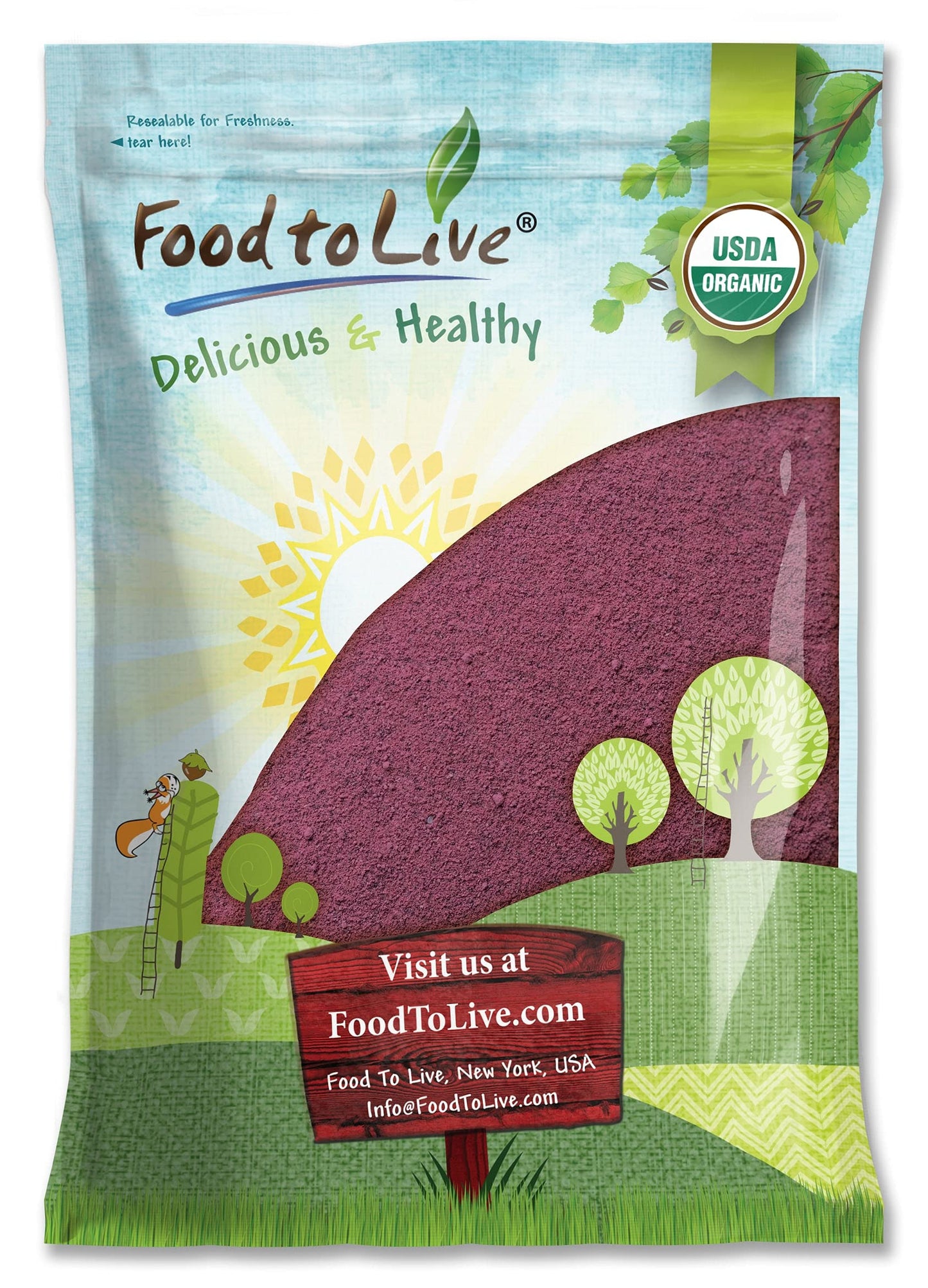 Food to Live Organic Black Elderberry Juice Powder 128 Ounces