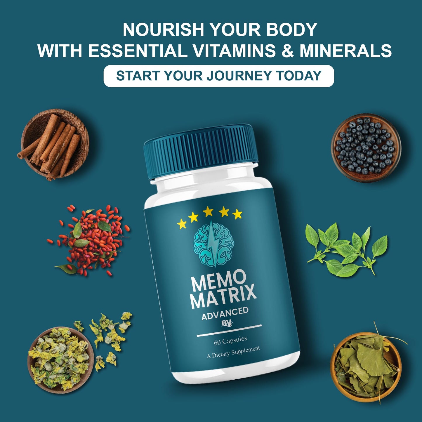 BLUE VIBE Memo Matrix Capsules MemoMatrix Premium Supplement, 180 Capsules