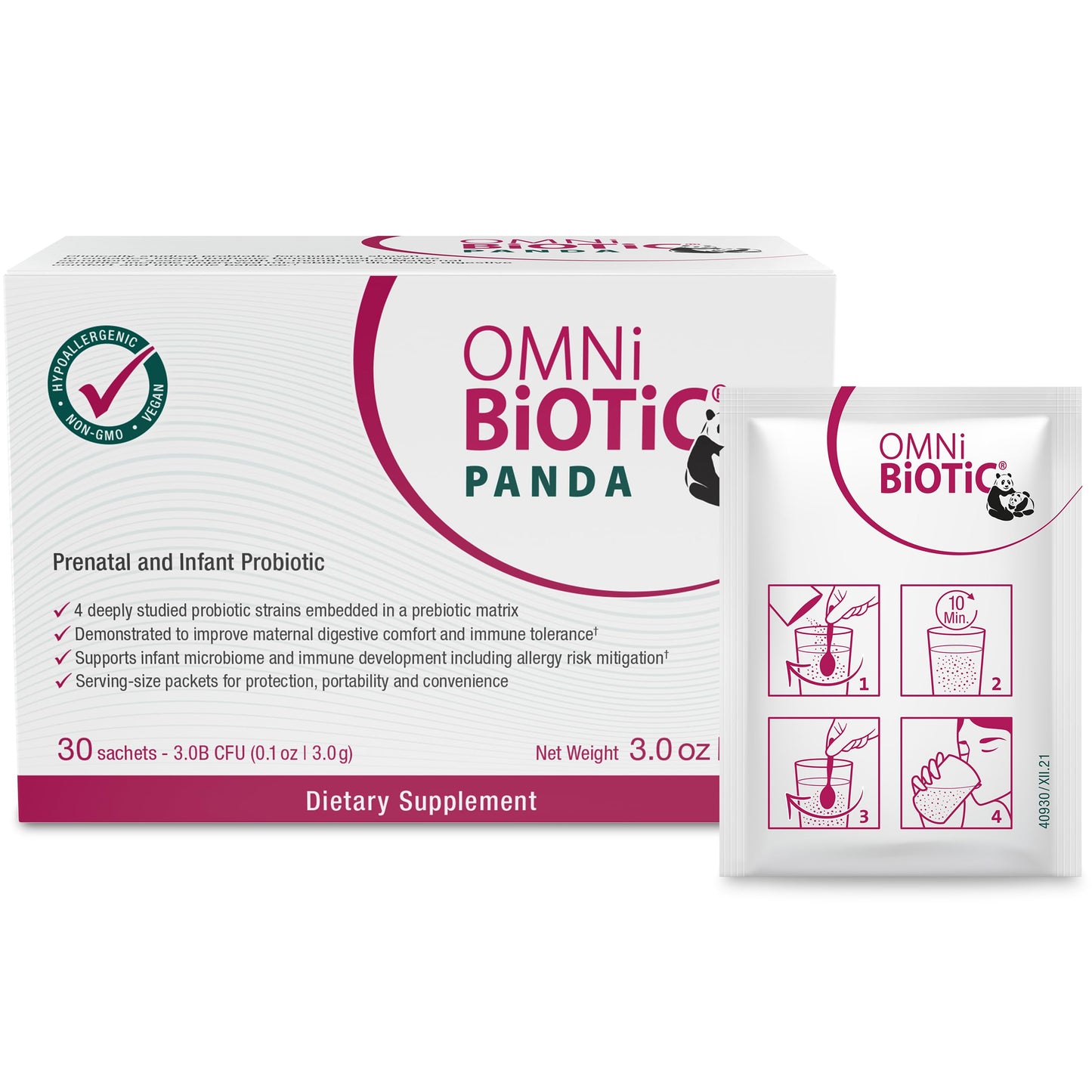 OMNi BiOTiC Panda Probiotic for Mom and Baby – Prenatal & Infant Probiotic – Gut Health & Immune System Support – Vegan & Hypoallergenic, Non-GMO (Powder) 3 Ounce