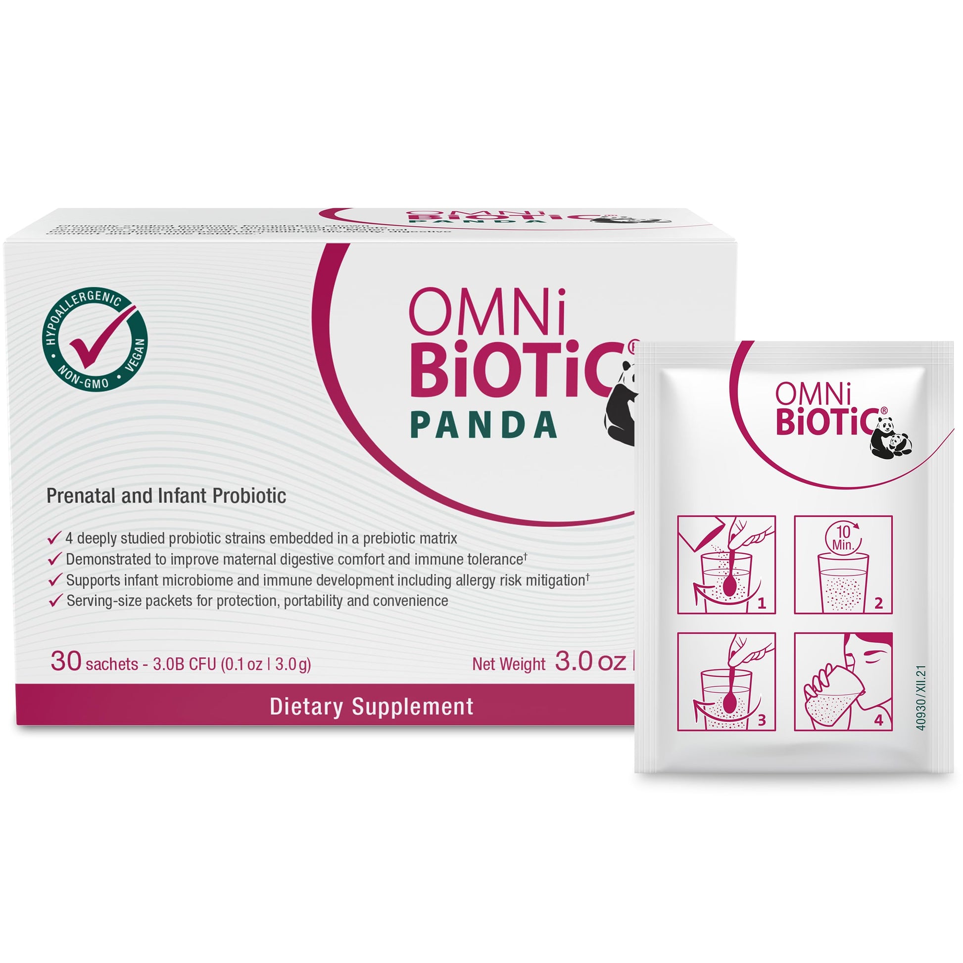 OMNi BiOTiC Panda Probiotic for Mom and Baby – Prenatal & Infant Probiotic – Gut Health & Immune System Support – Vegan & Hypoallergenic, Non-GMO (Powder) 3 Ounce