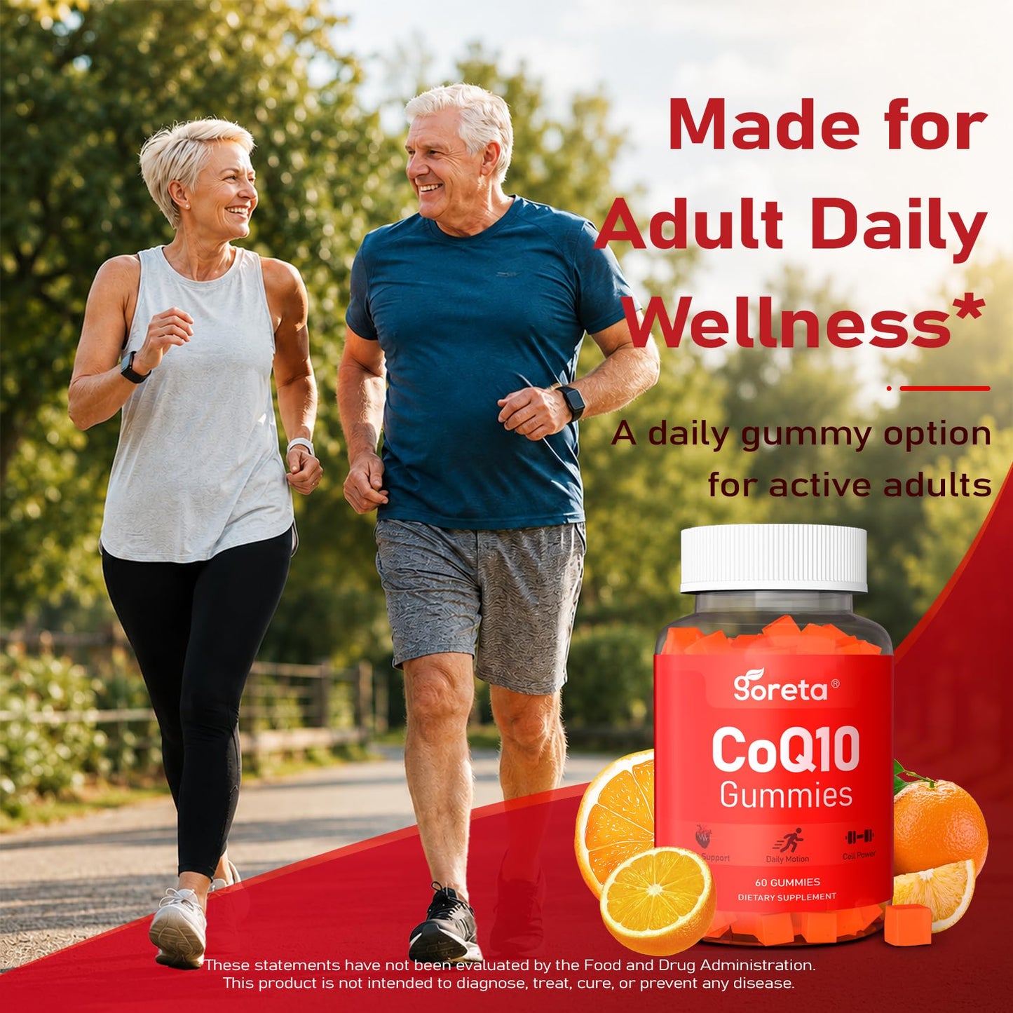Goreta CoQ10 Gummies 250mg, Sugar-Free, Orange Flavor, 60 Count