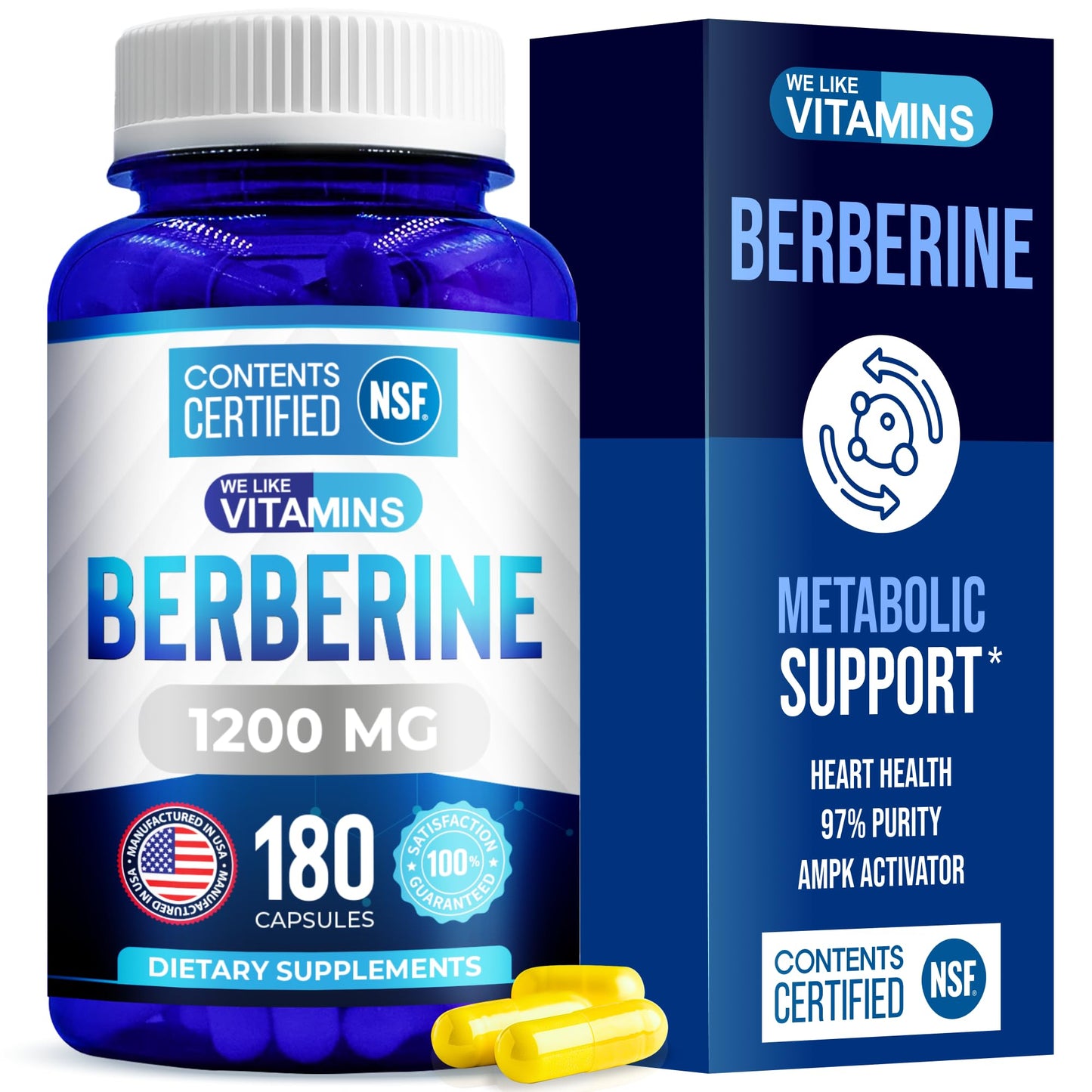 We Like Vitamins Berberine HCL 1200 mg per Serving Capsule, 180 Count