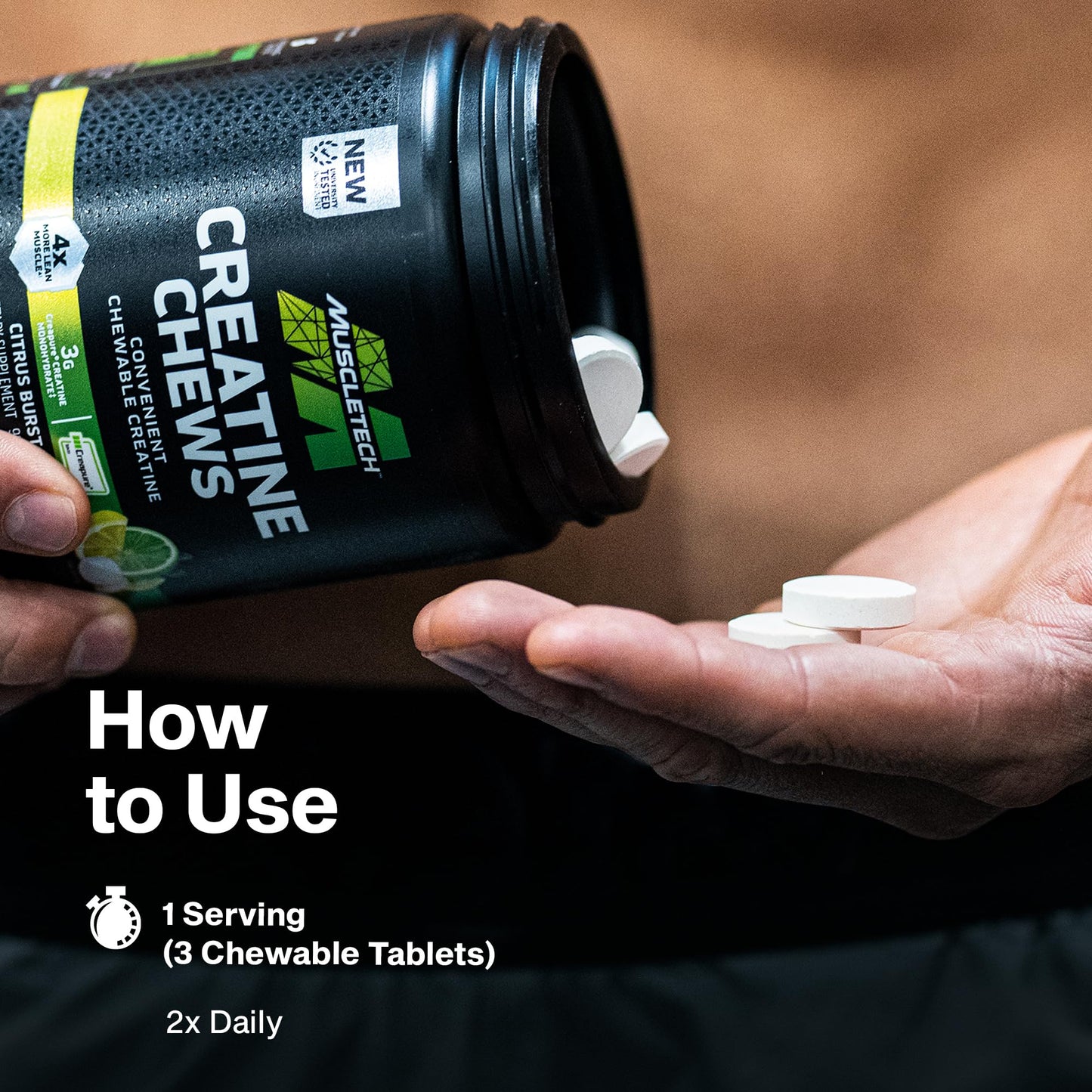 MuscleTech Creatine Chews Chewable Tablets, 90 Tablets