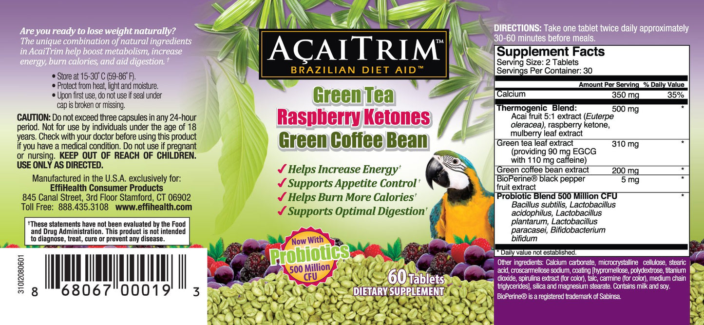 Acai Trim Weight Loss Supplement Capsule 60 Capsules
