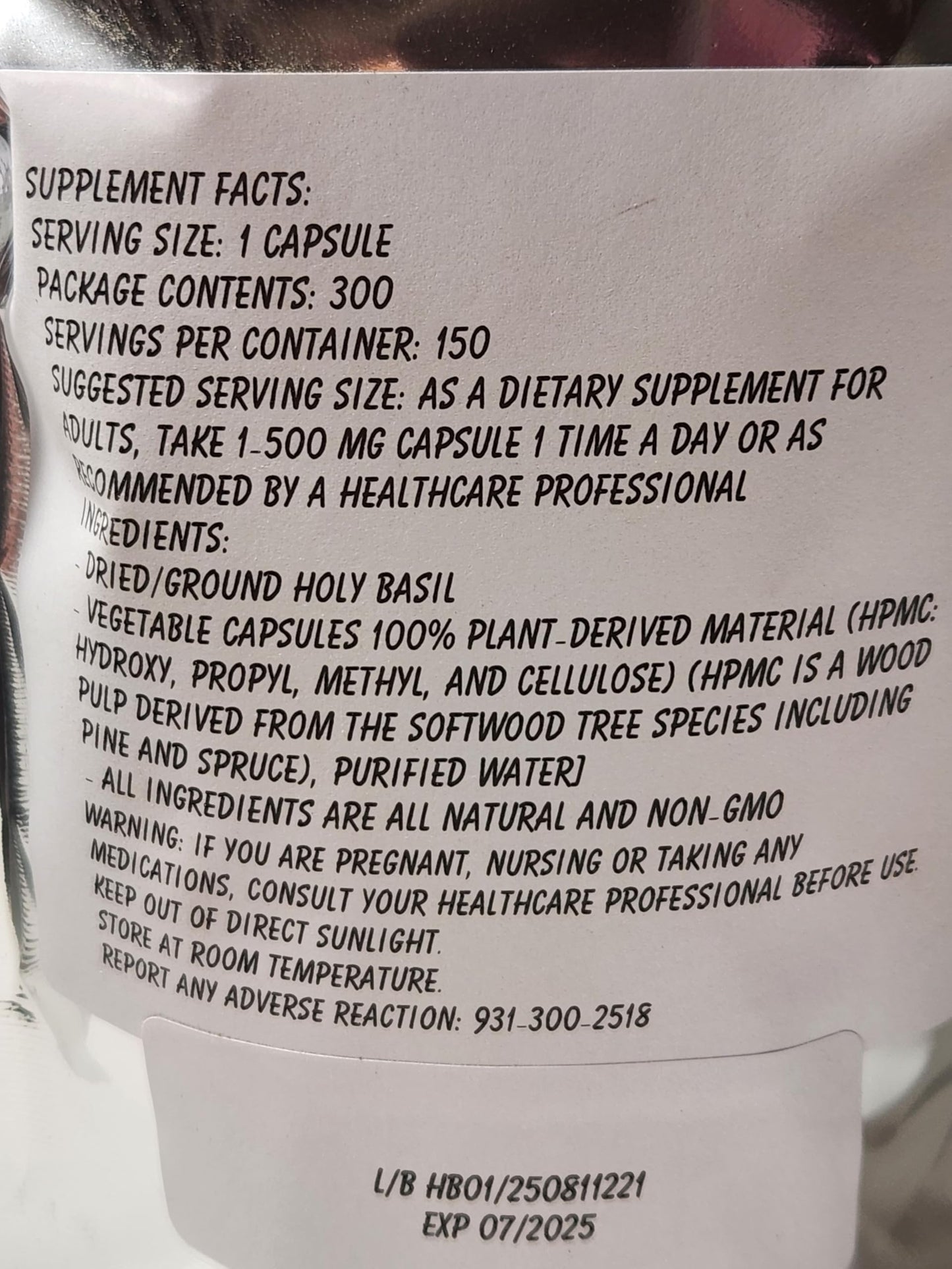 Paisley Farm & Crafts Holy Basil Capsules 300