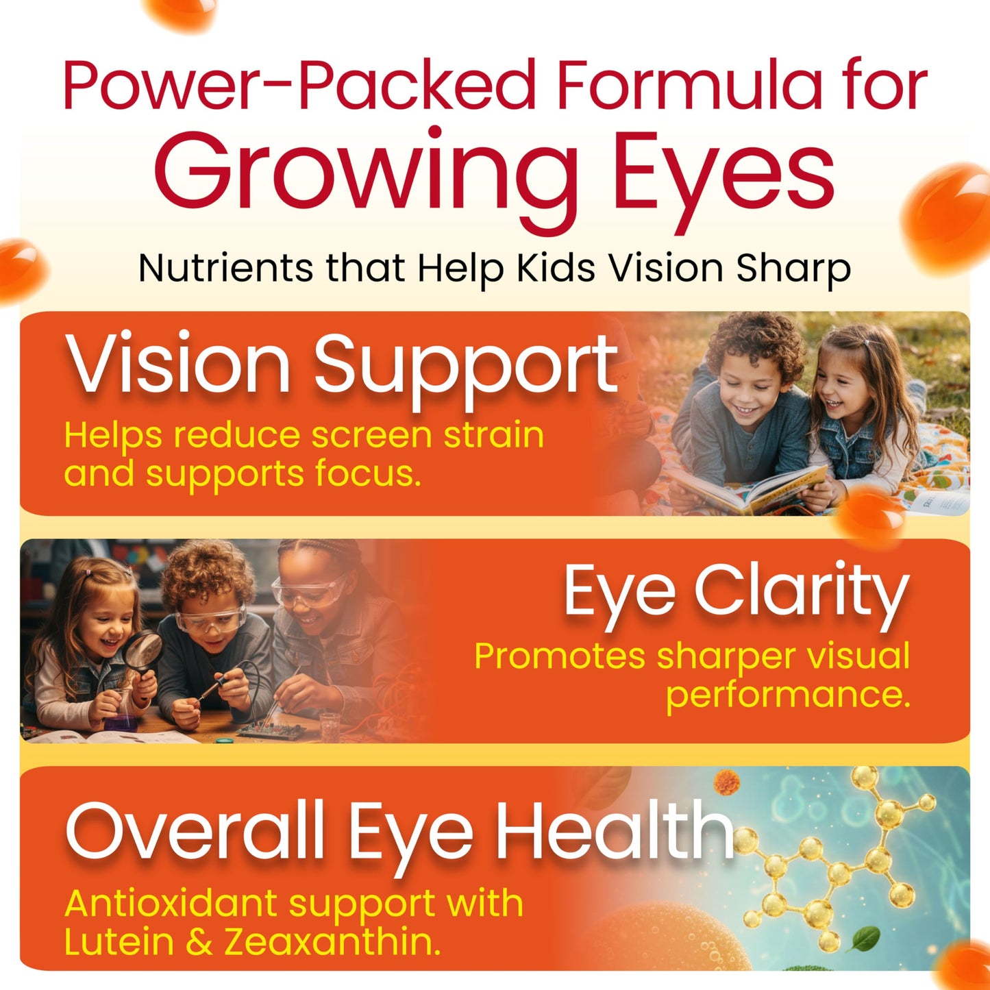 Therefore Eye Health Gummies for Kids & Teens – Lutein Zeaxanthin Vision Support Supplement – Vegan, Non-GMO 30 Gummies