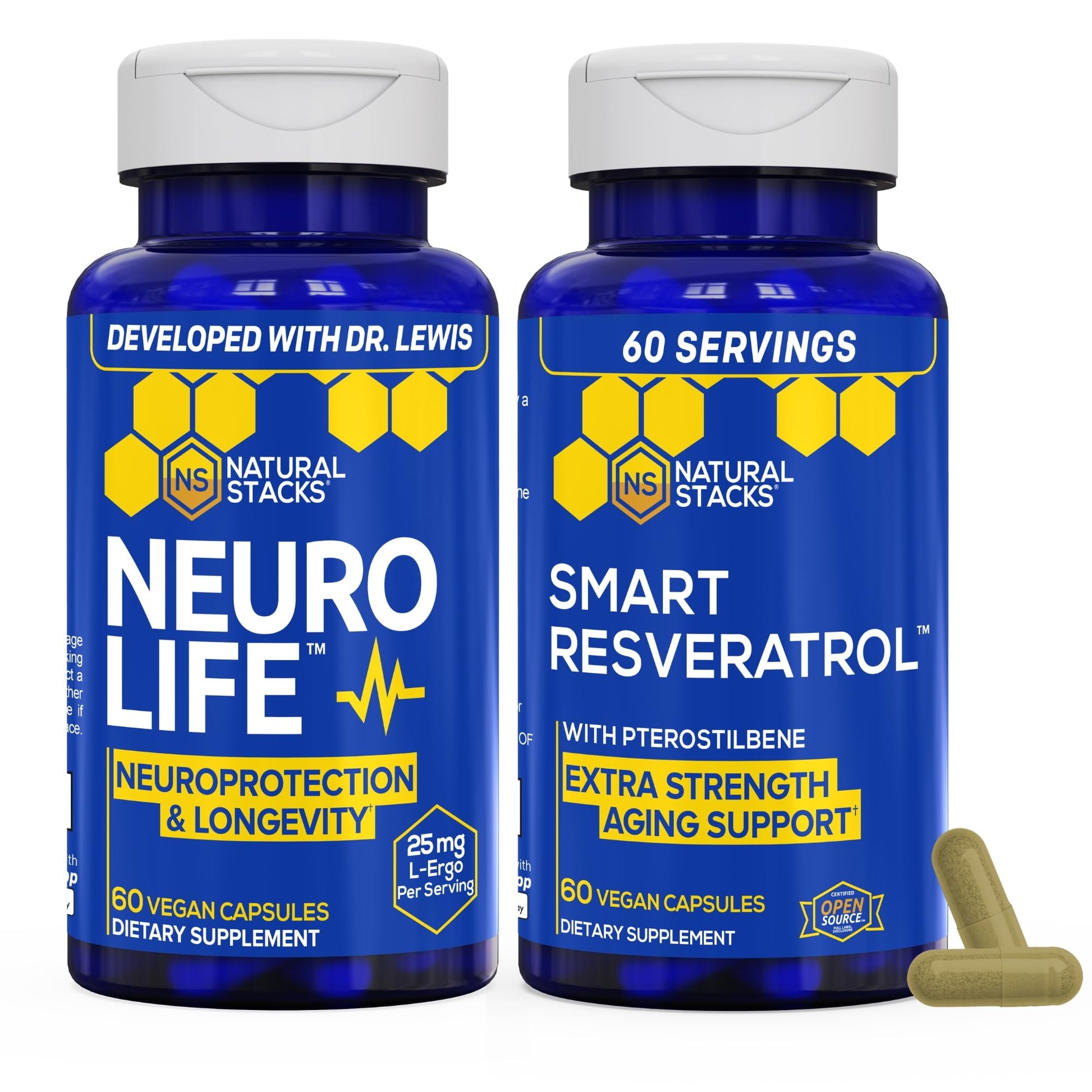Natural Stacks NeuroLife & Resveratrol Supplement Bundle Capsules 120