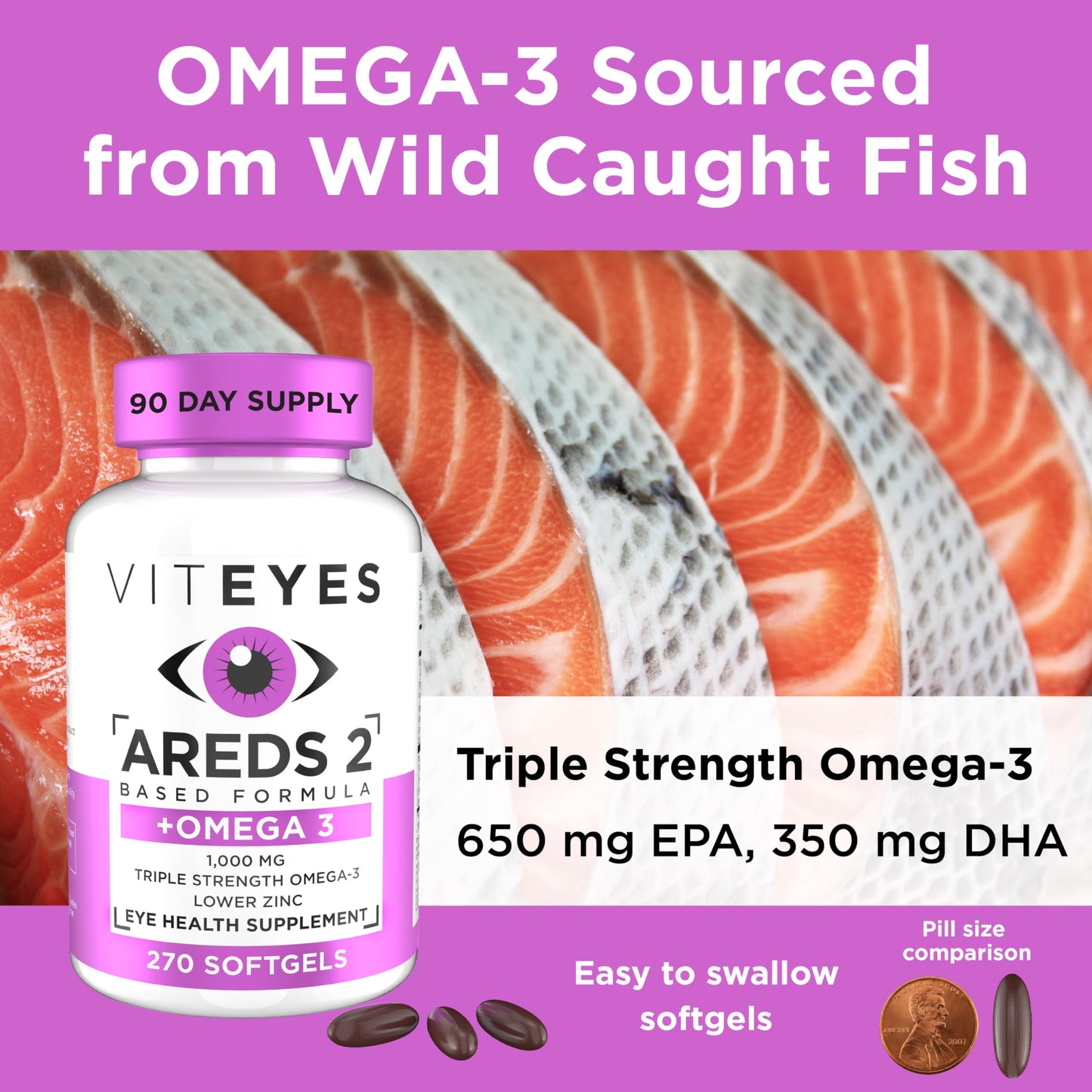 Viteyes AREDS 2 + Omega-3 Macular Support Softgels, 270 Softgels