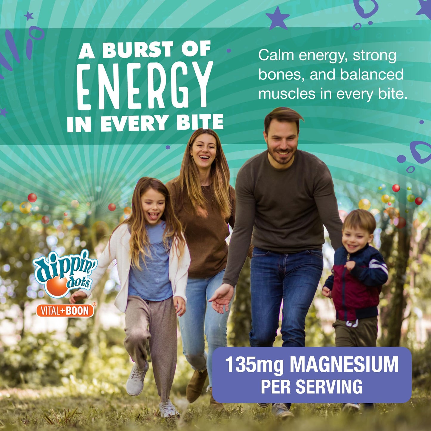Vital+Boon Dippin' Dots Calm Magnesium Gummies for Kids & Adults, Raspberry 120 Gummies