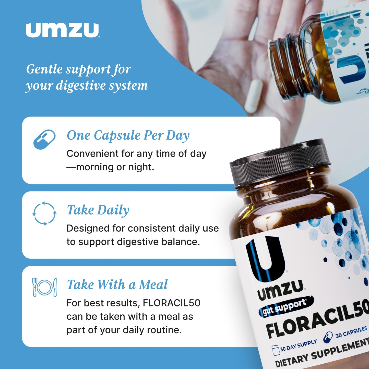 UMZU Floracil50 Probiotic Supplement Capsules 30 Count