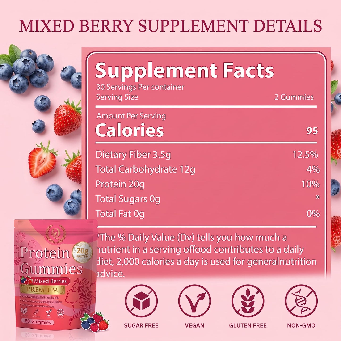 SERSANVE Protein Gummies for Women and Men with Collagen, 60 Gummies