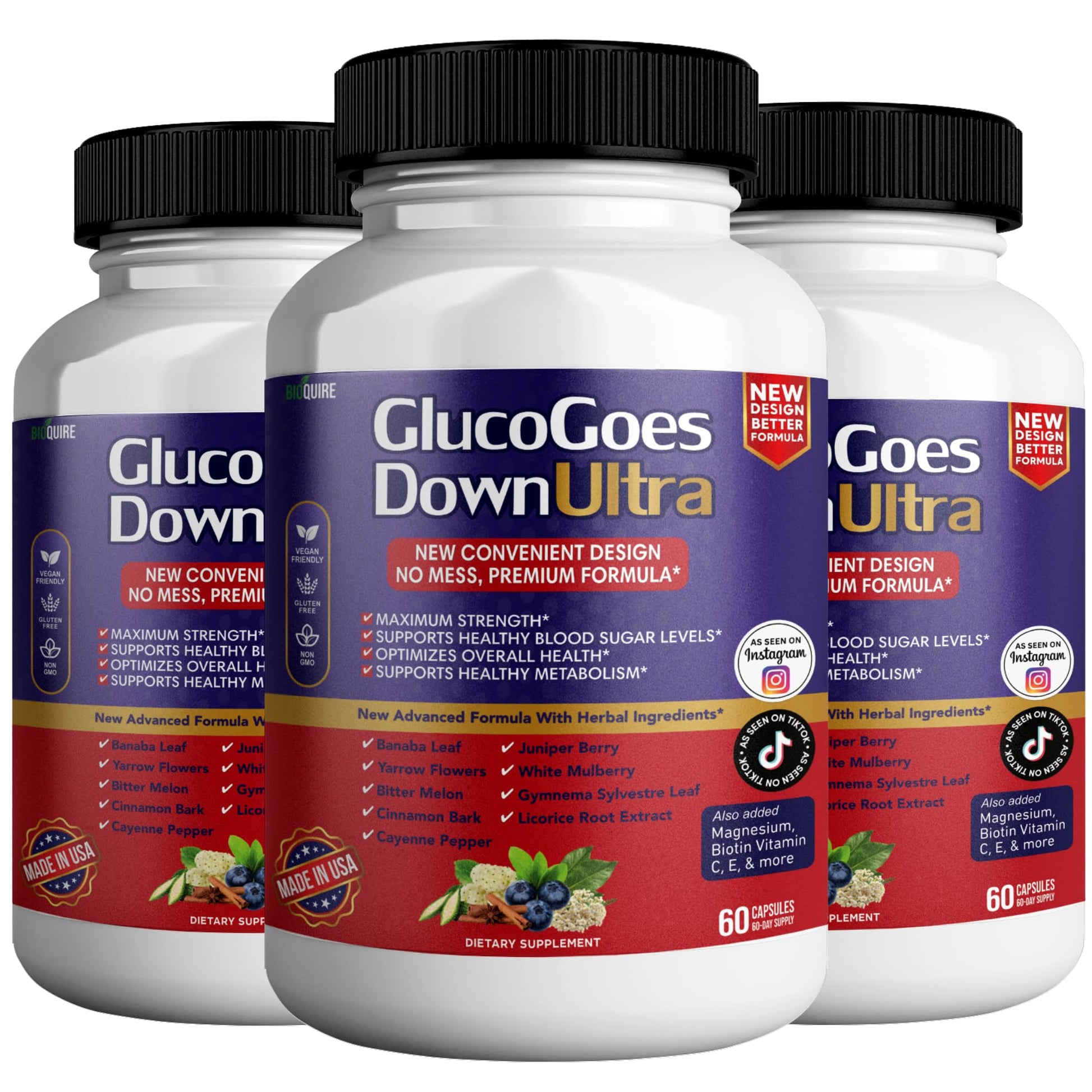 BIOQUIRE GlucoGoes Down Ultra Dietary Supplement Capsule, 60 Capsules