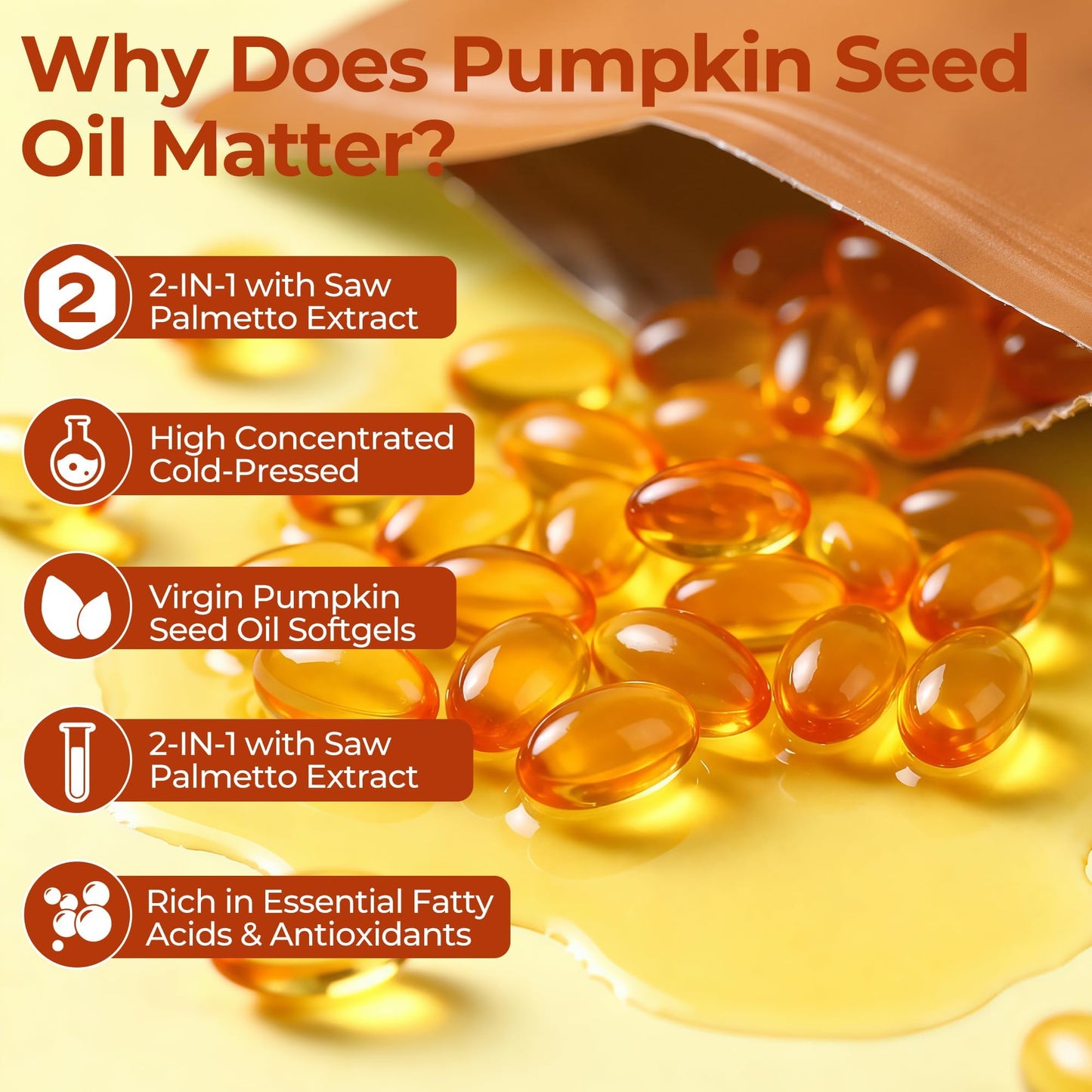 Oneoo Pumpkin Seed Oil 2000mg with Saw Palmetto Softgels, 300 Count