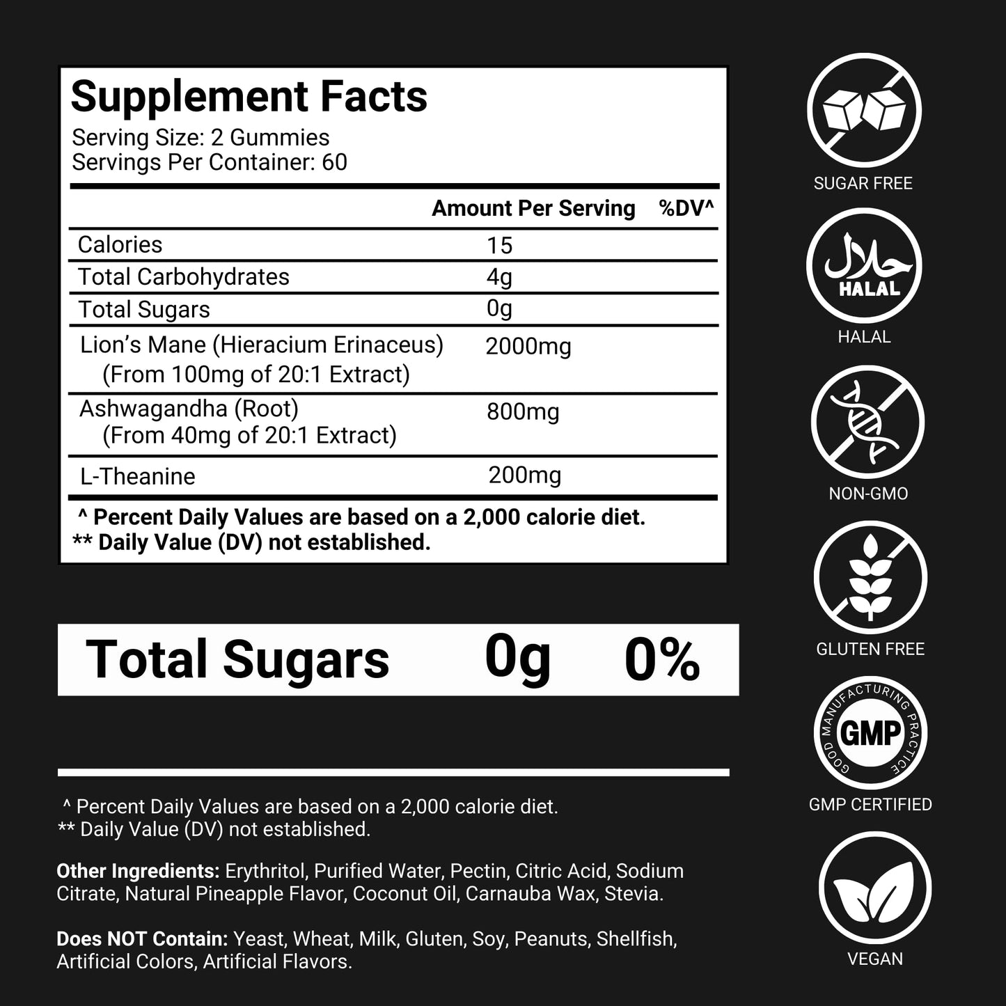 Premium Select Nutrition Lions Mane Gummies 120 Count