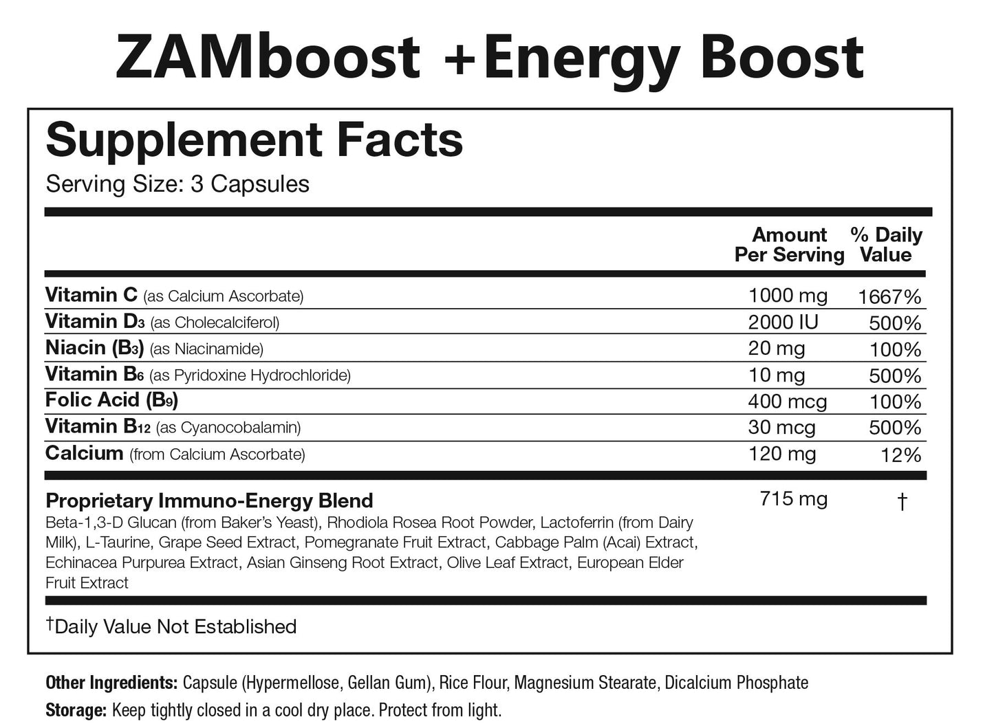 Zamboost Energy Immune Support Capsule 90 Count