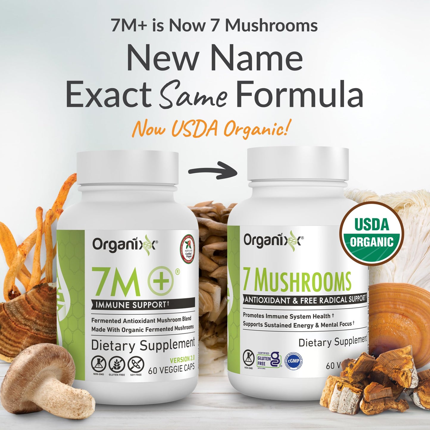 Organixx 7 Mushroom Supplement, Fermented, Immune Support Capsules, 120