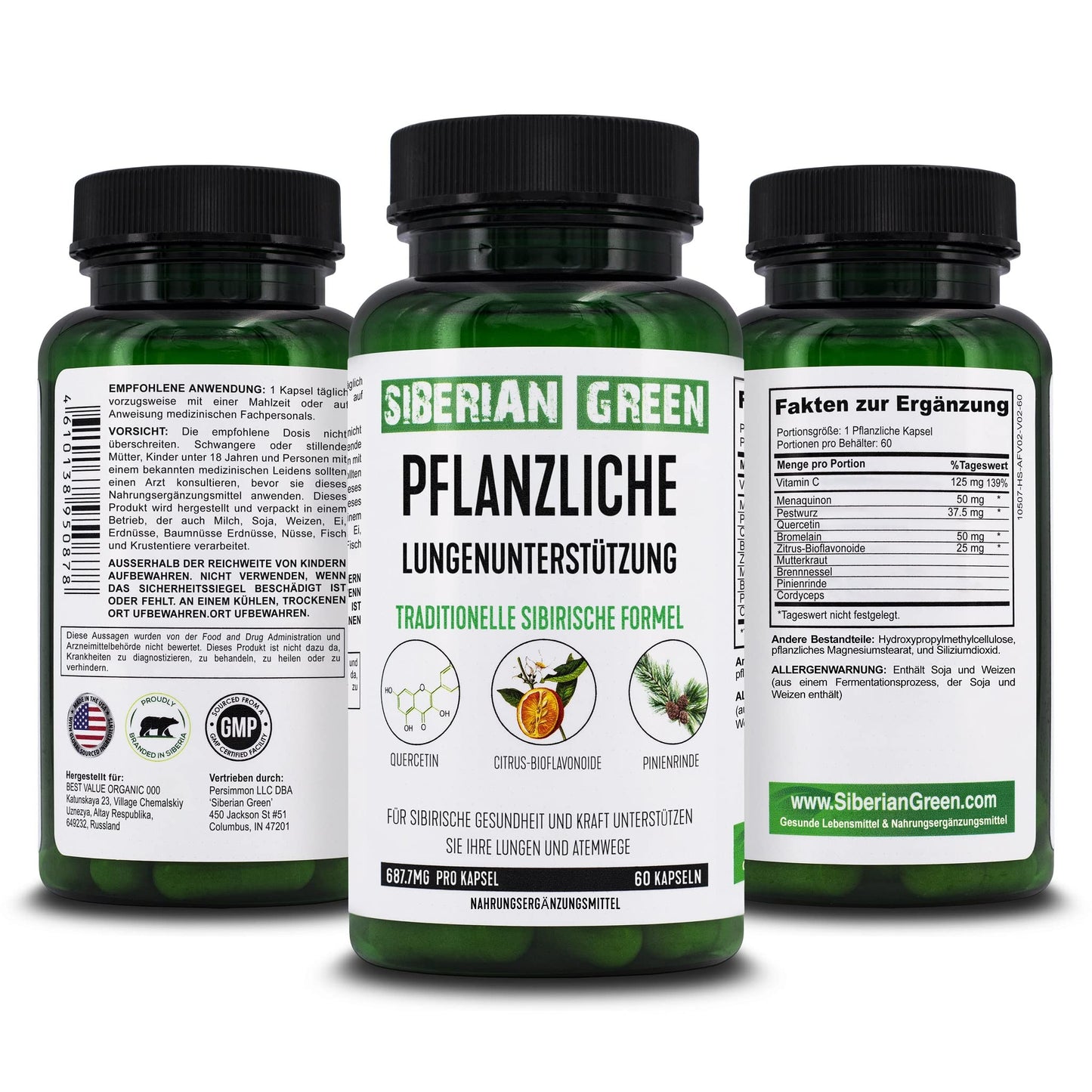 Siberian Green Lung Support Complex Capsules, 60 Count